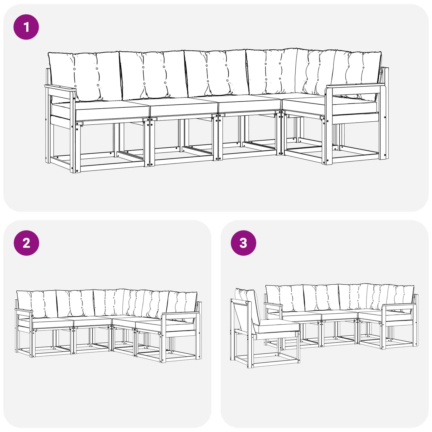 Outdoor-Sofagarnitur 5 stk. Natur und Beige