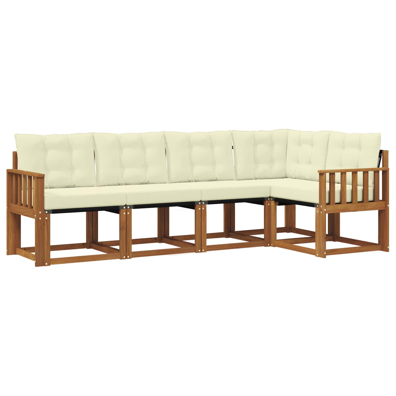 Outdoor-Sofagarnitur mit Kissen 5 pcs Natur und Creme