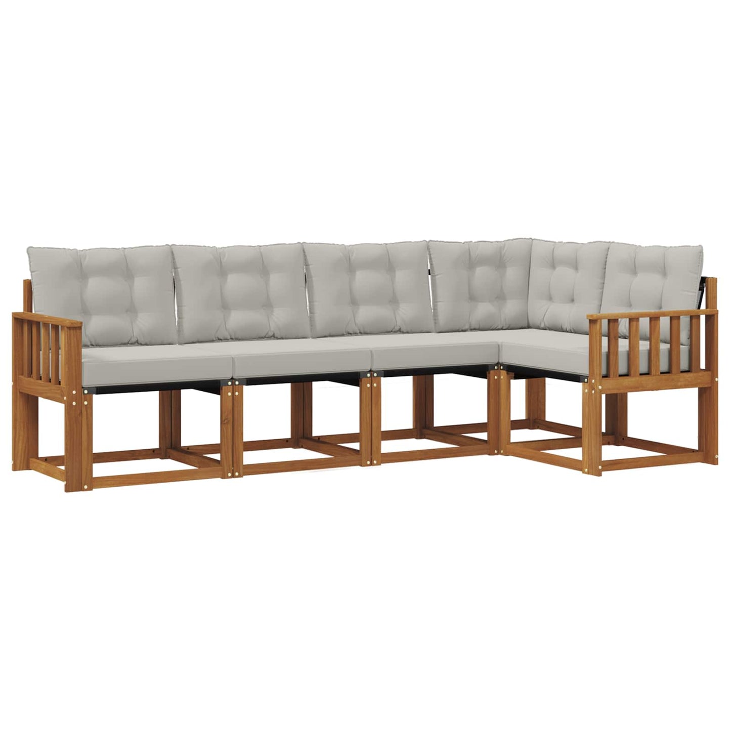 Outdoor-Sofagarnitur mit Kissen 5 pcs Natürlich und Hellgrau