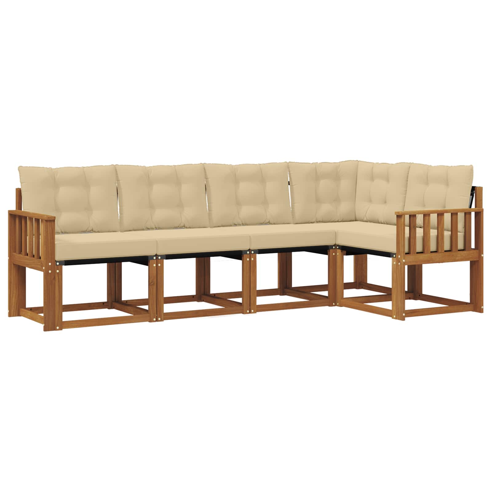 Outdoor-Sofagarnitur 5 stk. Natur und Beige