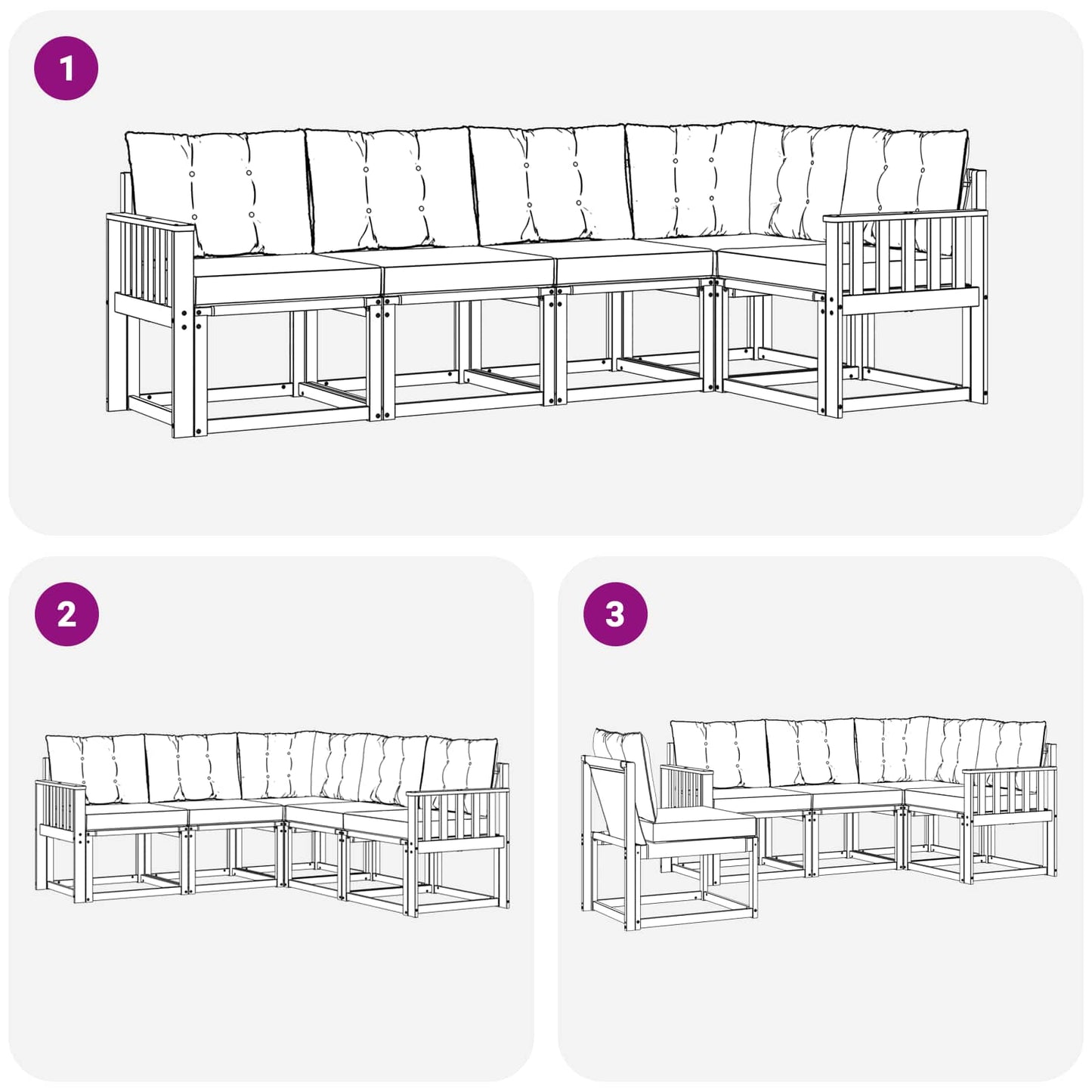 Outdoor-Sofagarnitur 5 stk. Natur und Beige