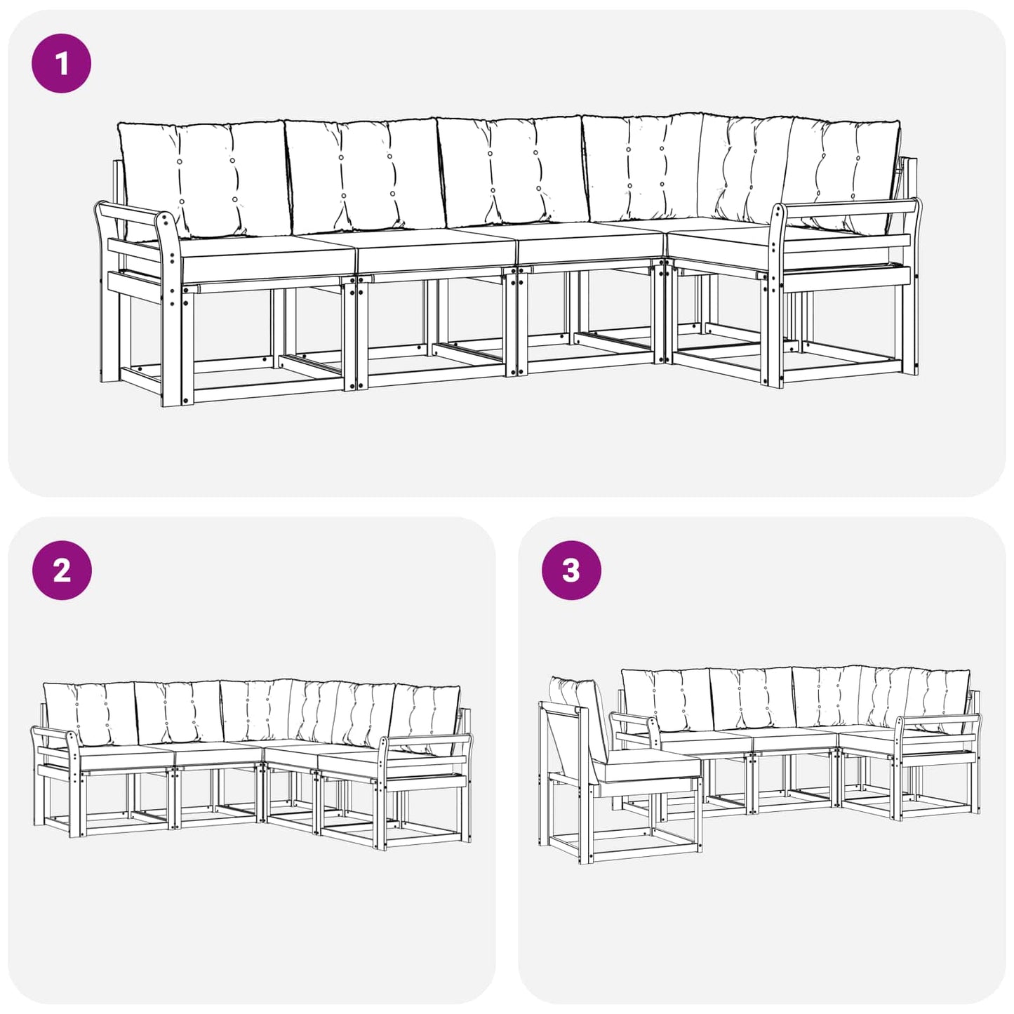 Outdoor-Sofagarnitur 5 stk. Natur und Creme