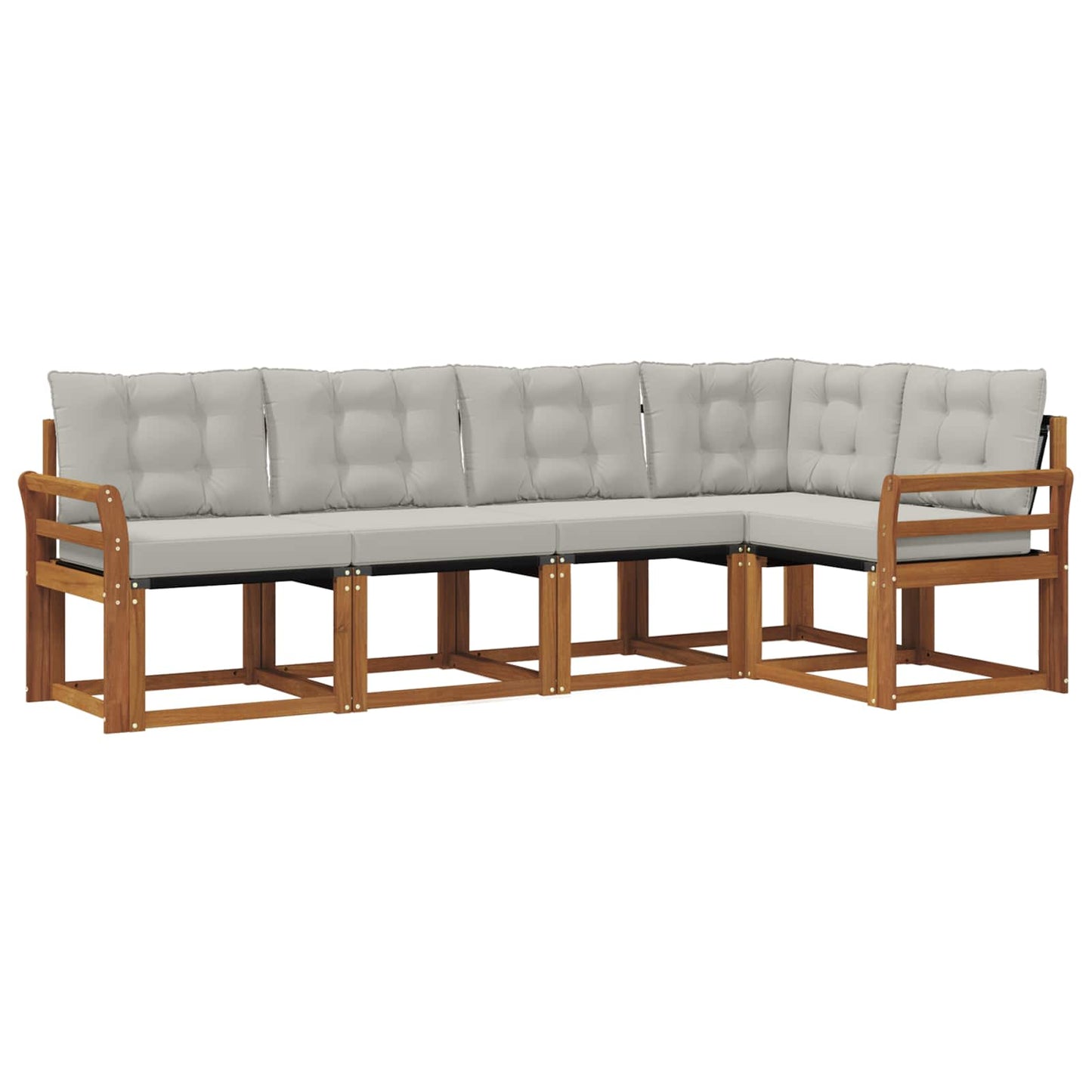 Outdoor-Sofagarnitur mit Kissen 5 pcs Natürlich und Hellgrau