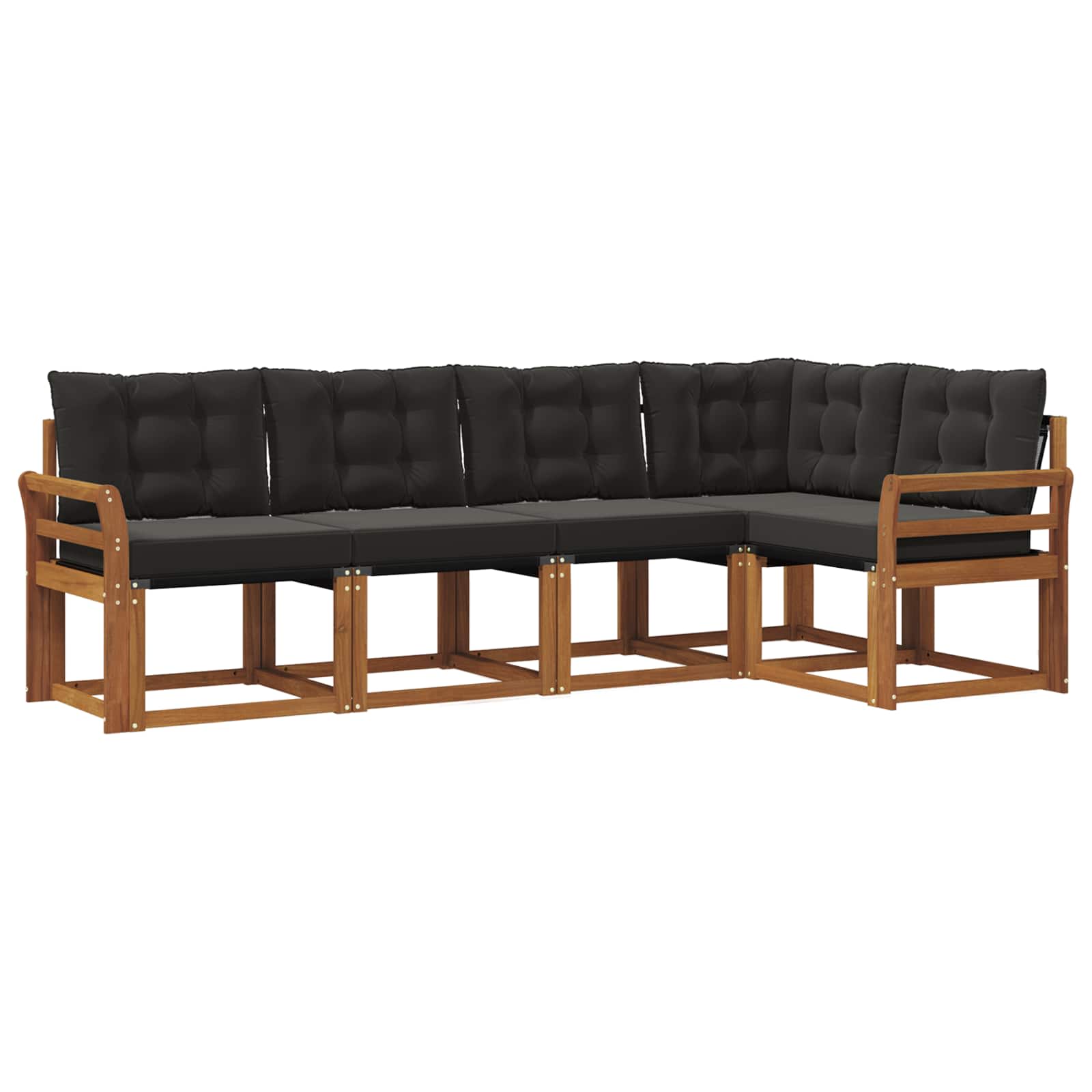 Outdoor-Sofagarnitur mit Kissen 5 pcs Natürlich und Schwarz
