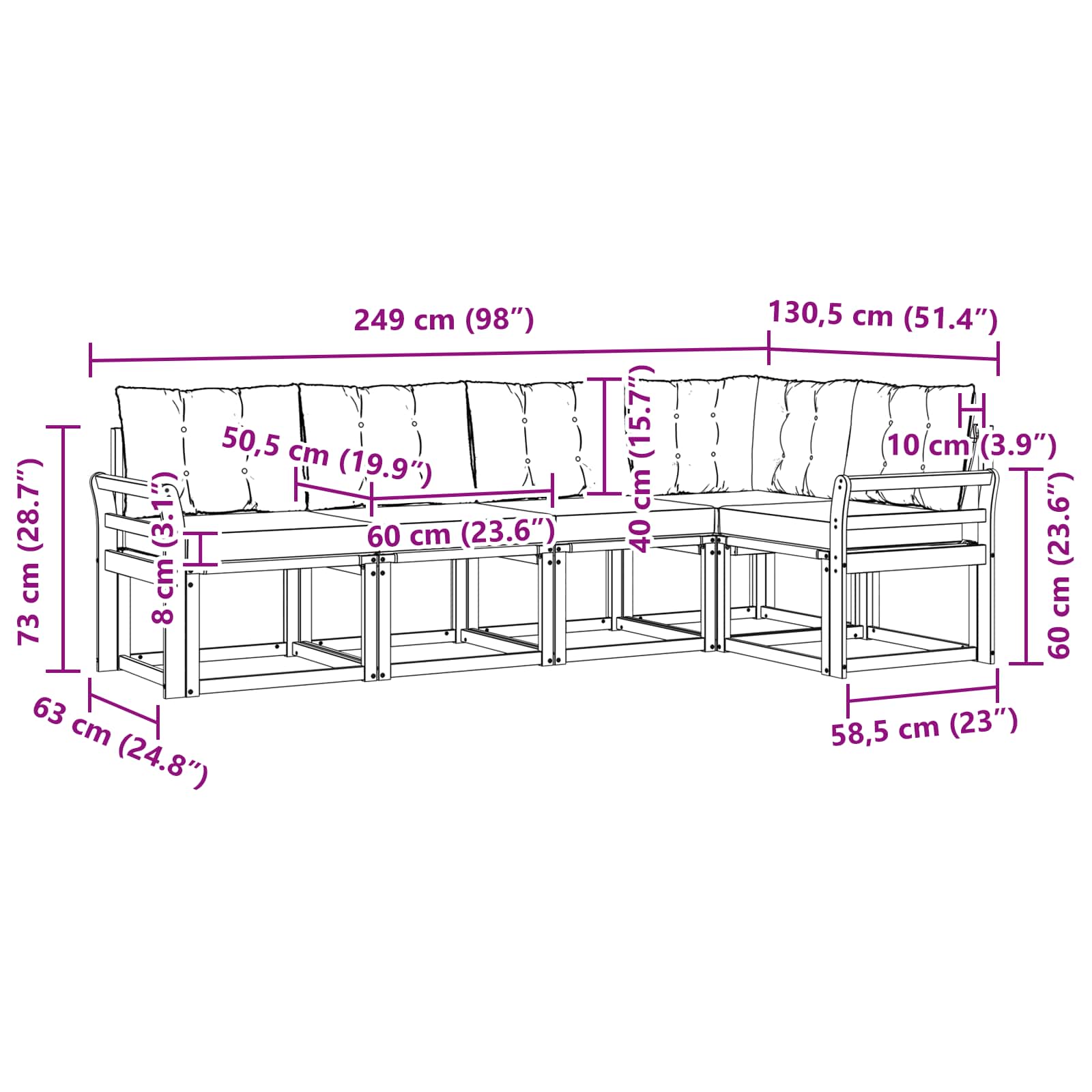 Outdoor-Sofagarnitur 5 stk. Natur und Beige