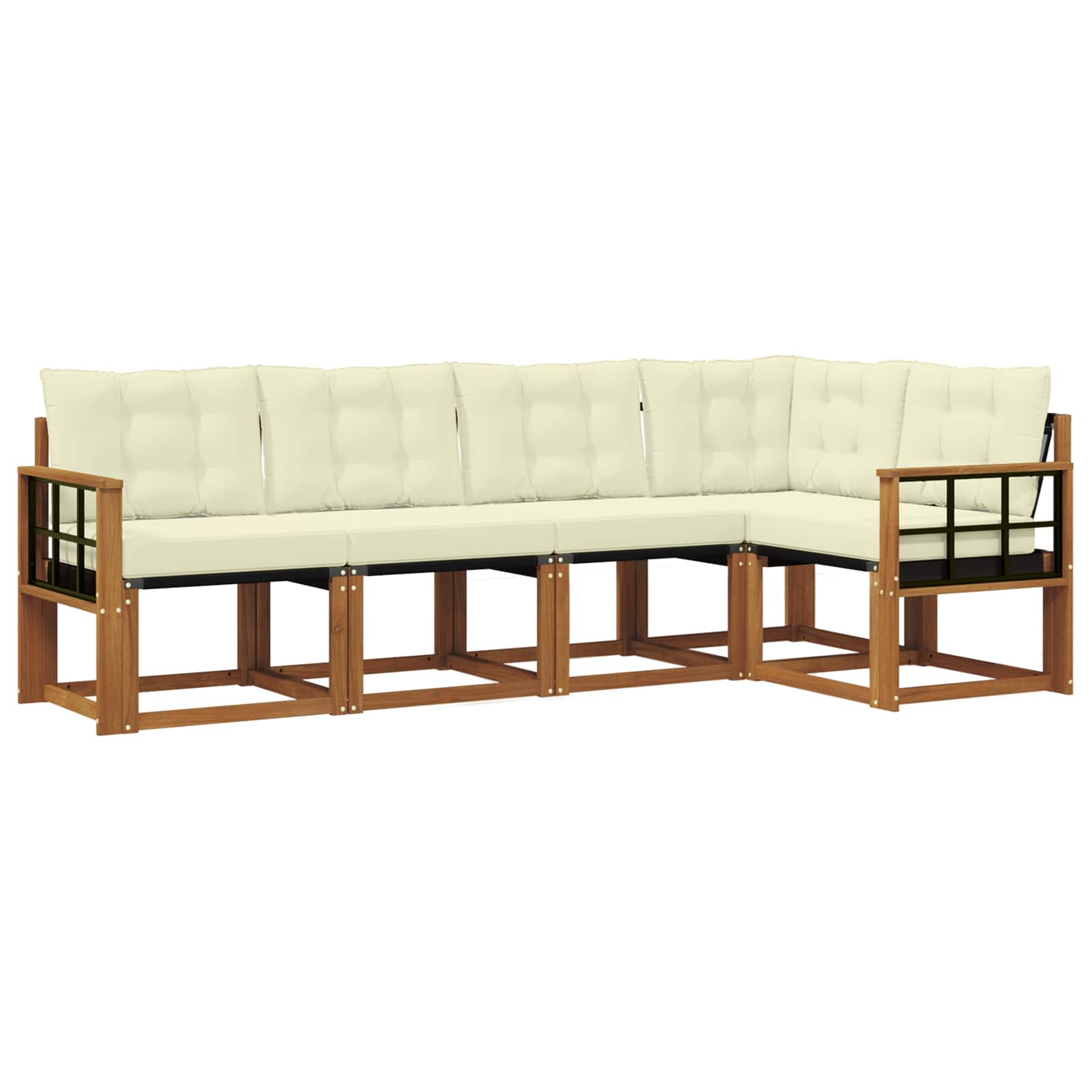 Outdoor-Sofagarnitur mit Kissen 5 pcs Natur und Creme