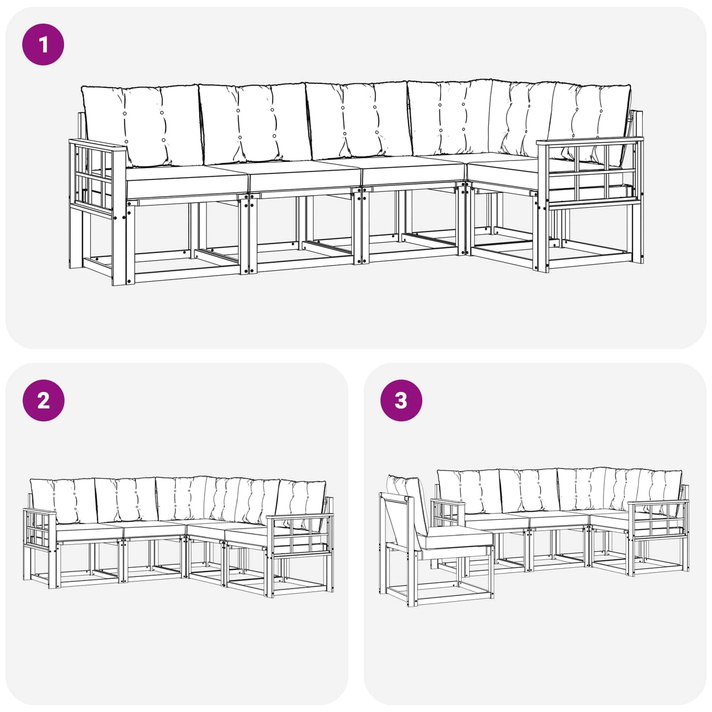 Outdoor-Sofagarnitur mit Kissen 5 pcs Natur und Creme