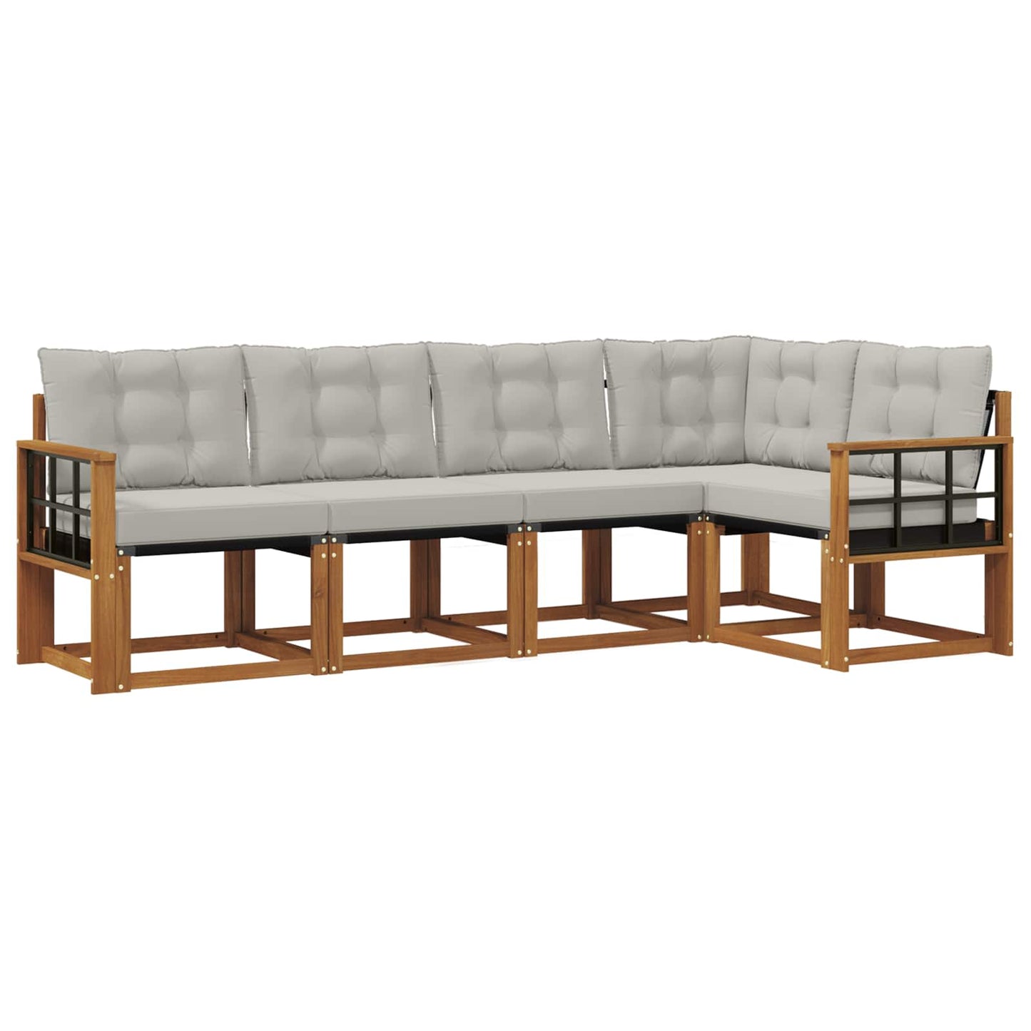 Outdoor-Sofagarnitur mit Kissen 5 pcs Natürlich und Hellgrau