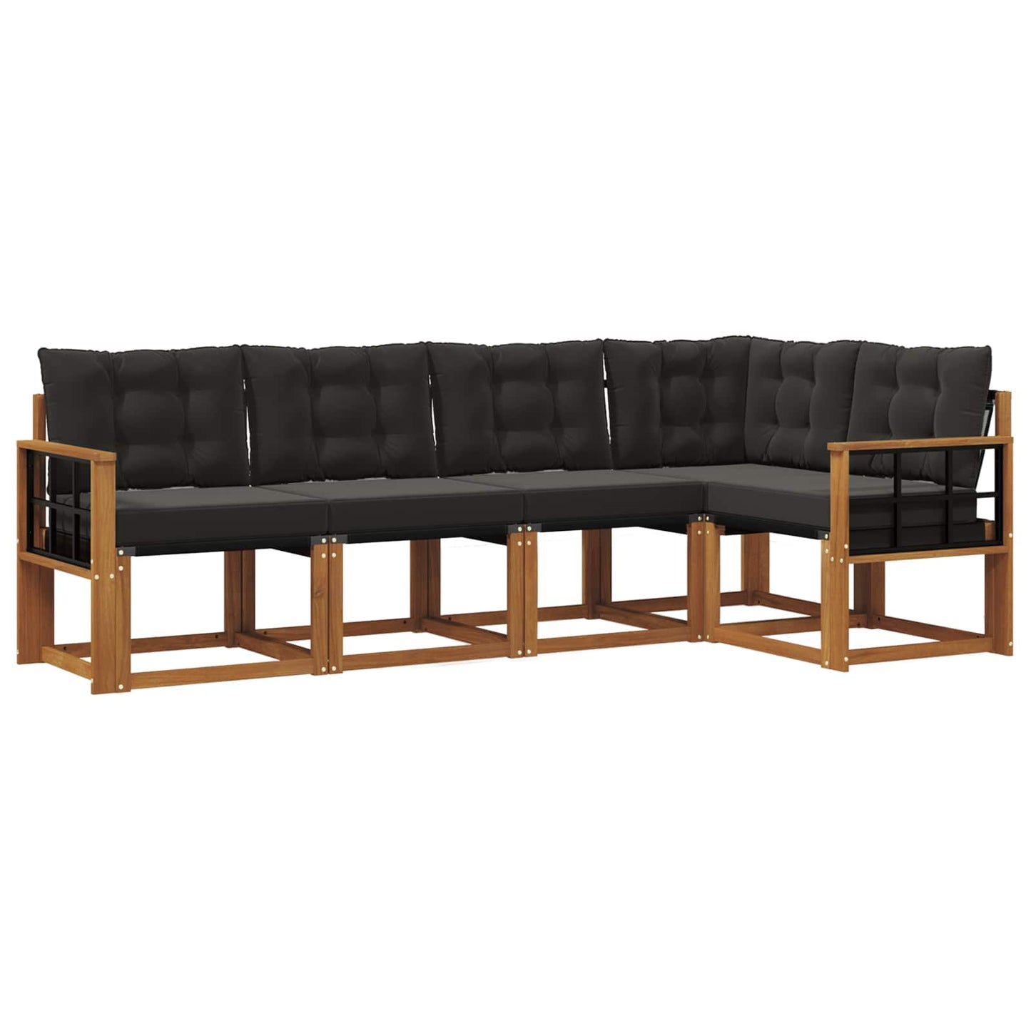 Outdoor-Sofagarnitur mit Kissen 5 pcs Natürlich und Schwarz