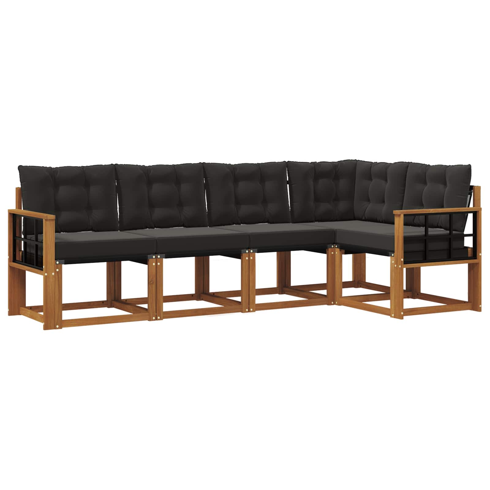 Outdoor-Sofagarnitur mit Kissen 5 pcs Natürlich und Schwarz