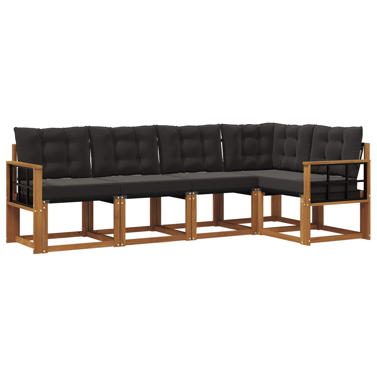 Outdoor-Sofagarnitur 5 stk. Natur und Schwarz