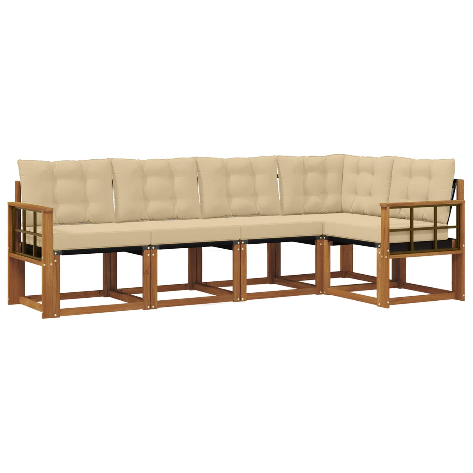 Outdoor-Sofagarnitur 5 stk. Natur und Beige