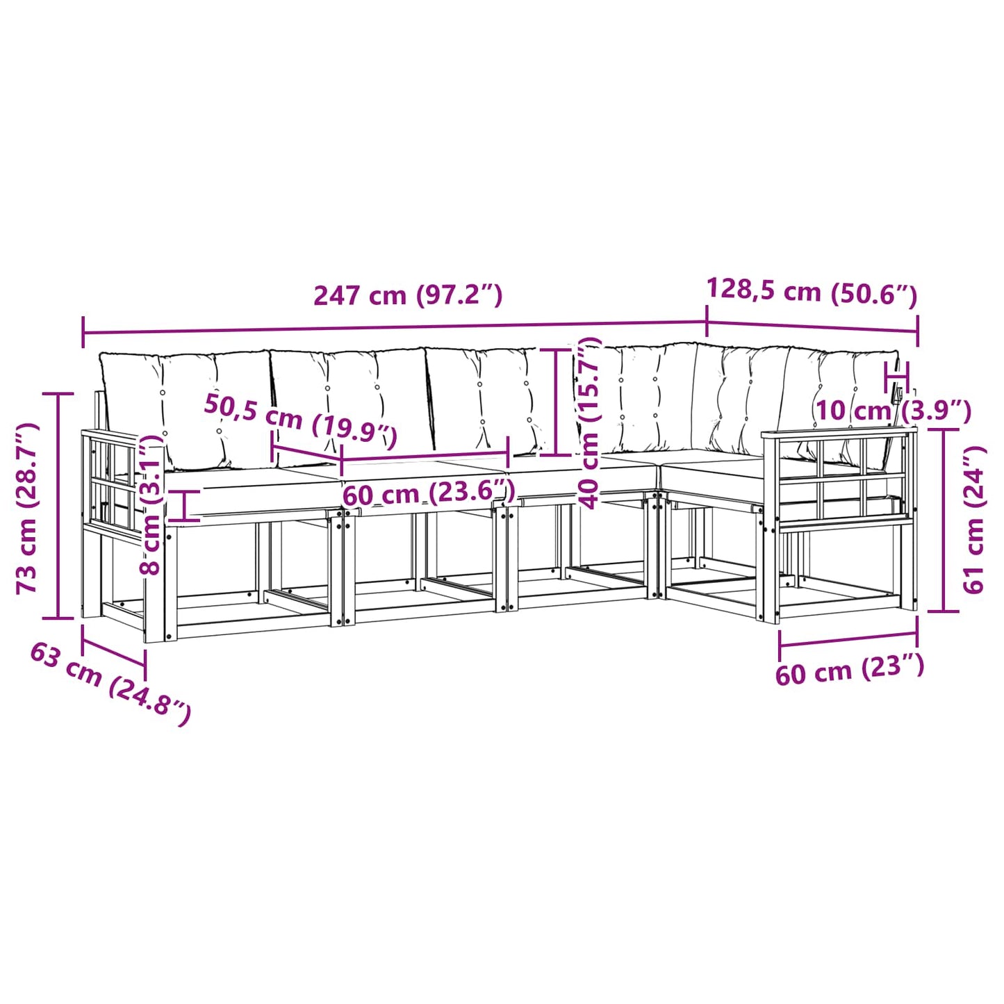 Outdoor-Sofagarnitur 5 stk. Natur und Beige
