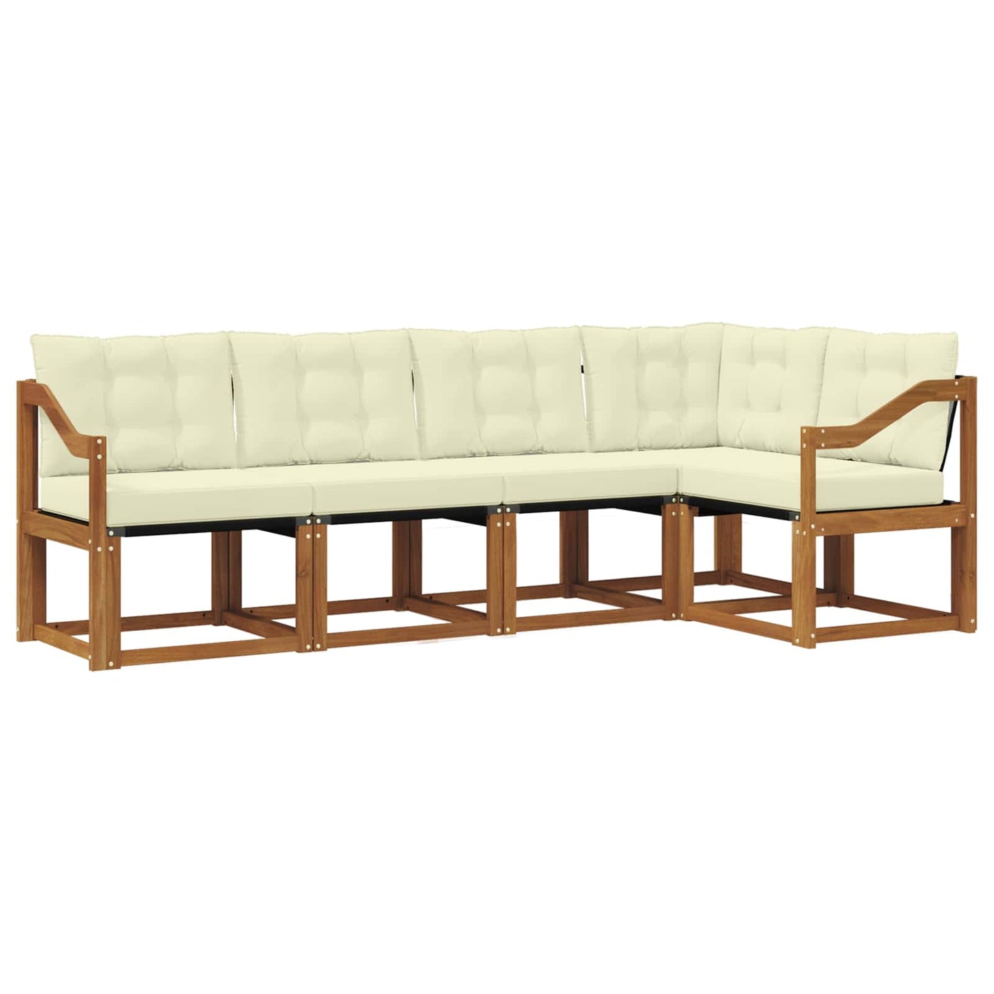 Outdoor-Sofagarnitur mit Kissen 5 pcs Natur und Creme
