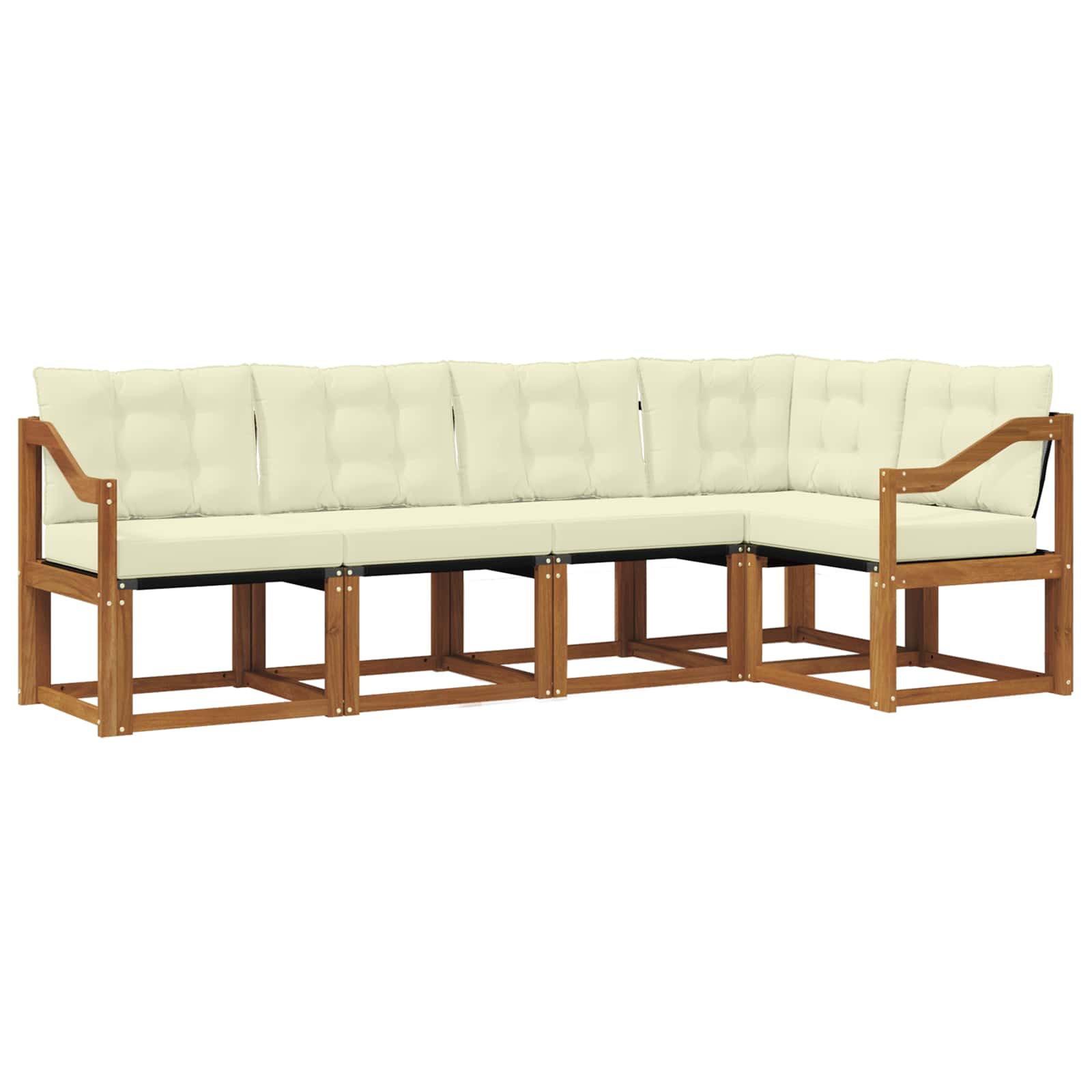 Outdoor-Sofagarnitur mit Kissen 5 pcs Natur und Creme