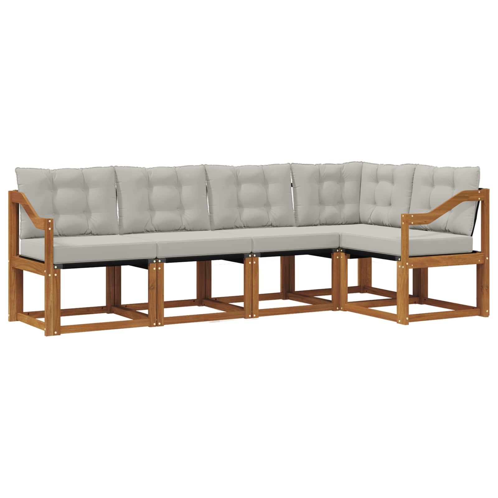 Outdoor-Sofagarnitur mit Kissen 5 pcs Natürlich und Hellgrau