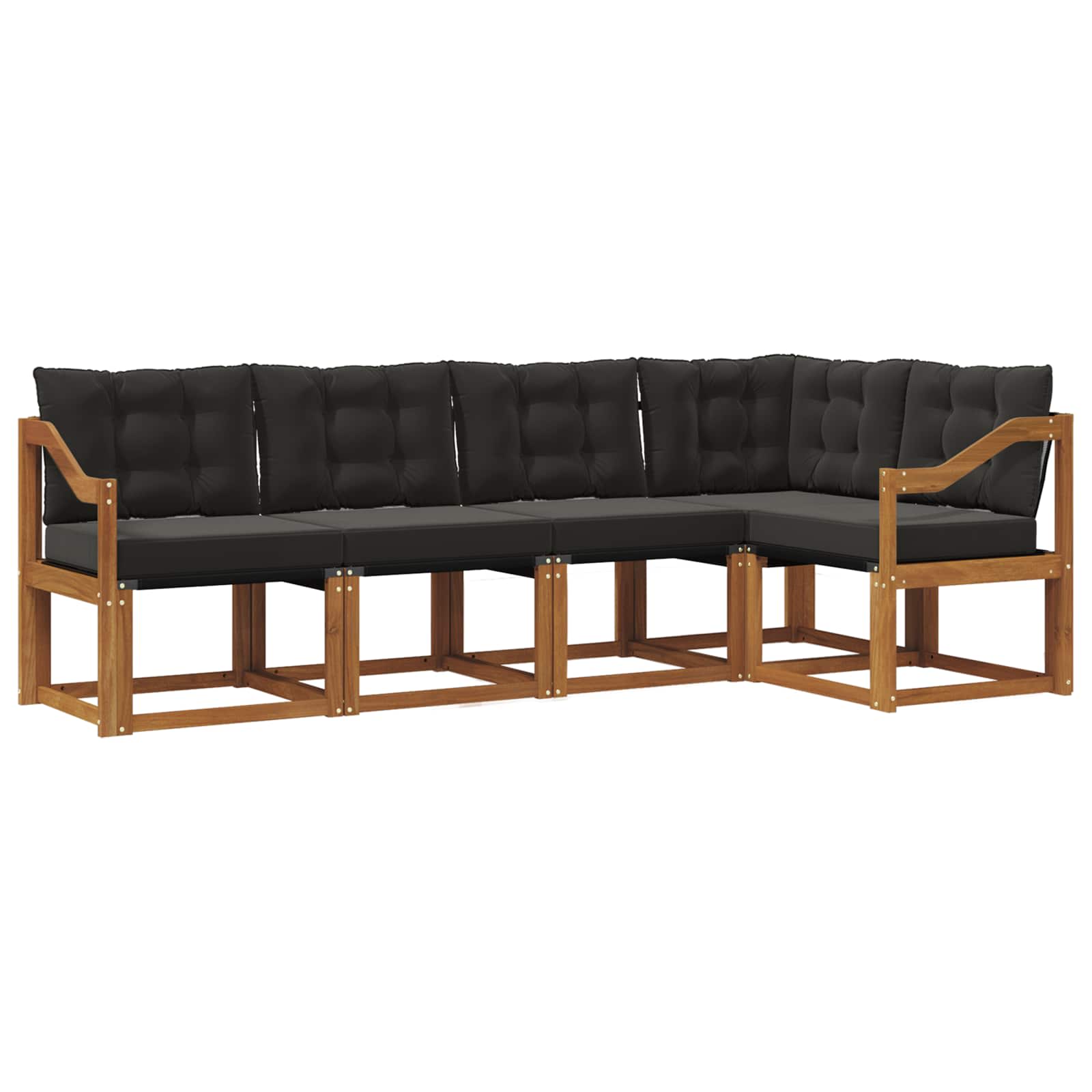 Outdoor-Sofagarnitur mit Kissen 5 pcs Natürlich und Schwarz
