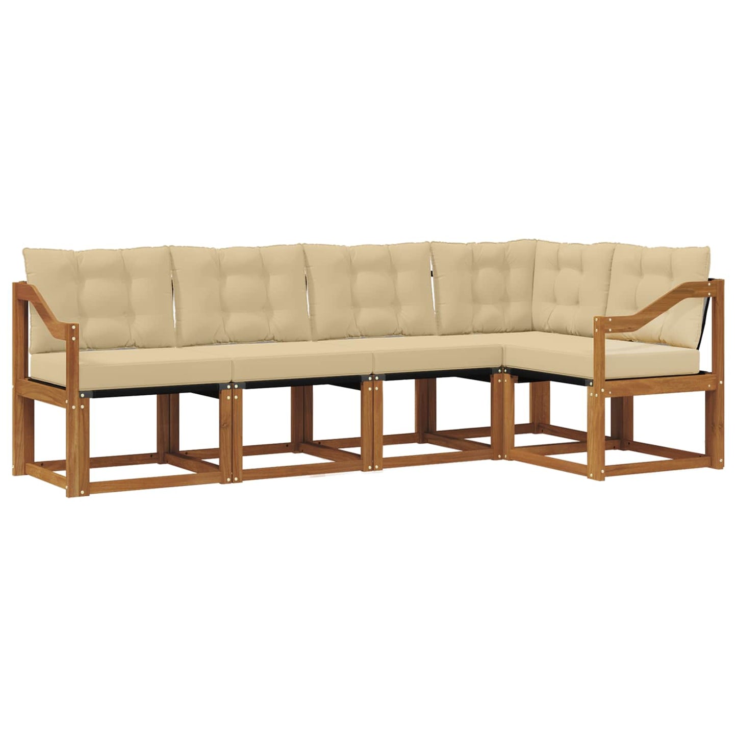 Outdoor-Sofagarnitur 5 stk. Natur und Beige