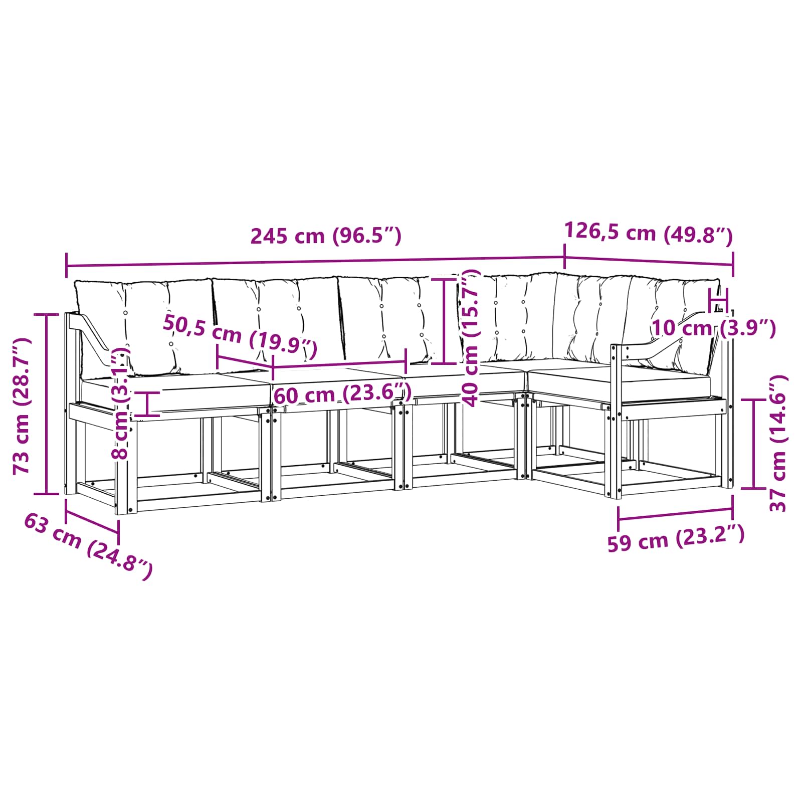 Outdoor-Sofagarnitur 5 stk. Natur und Beige