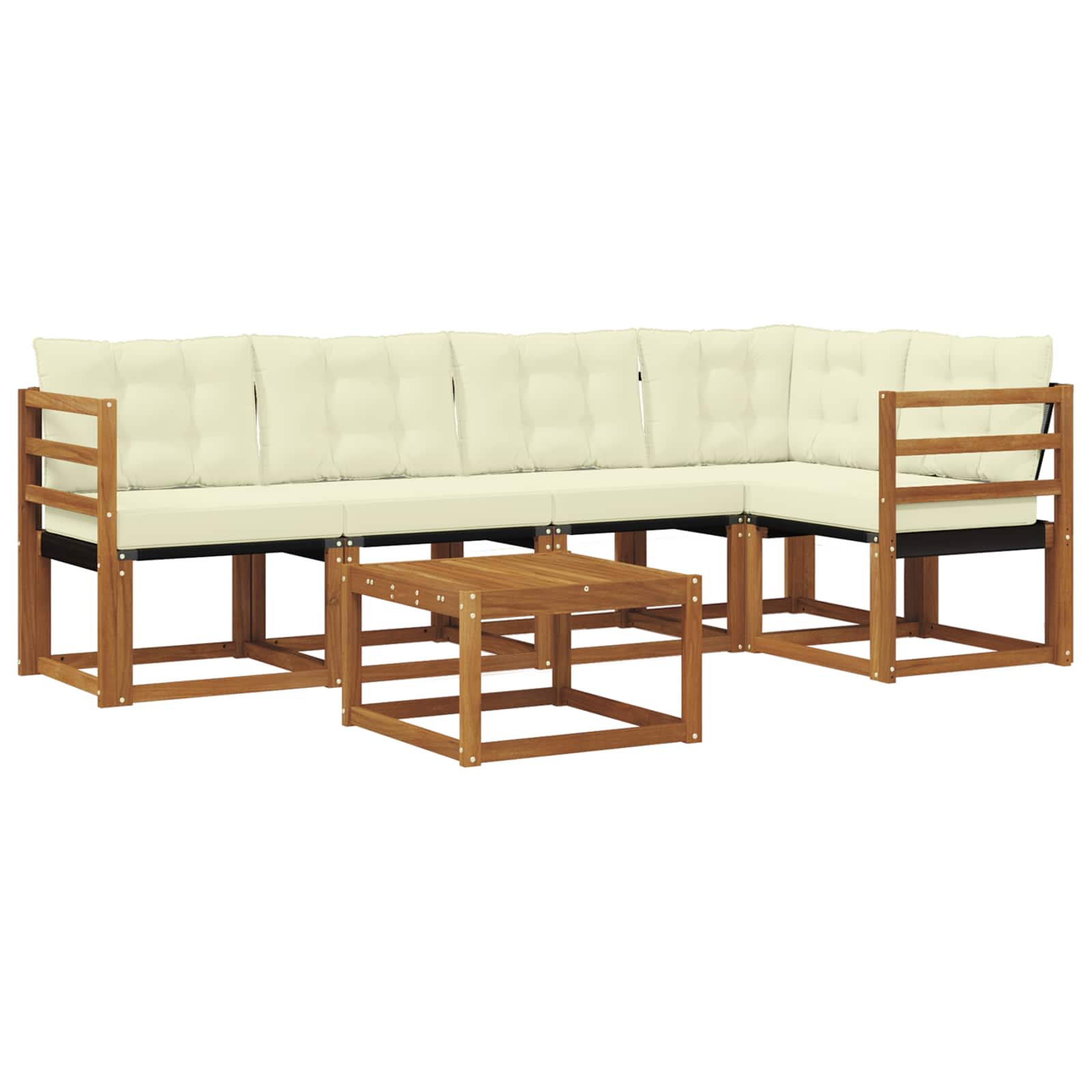 Outdoor-Sofagarnitur mit Kissen 6 pcs Natur und Creme