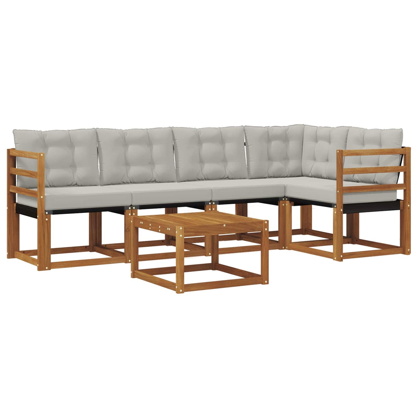 Outdoor-Sofagarnitur mit Kissen 6 pcs Natürlich und Hellgrau