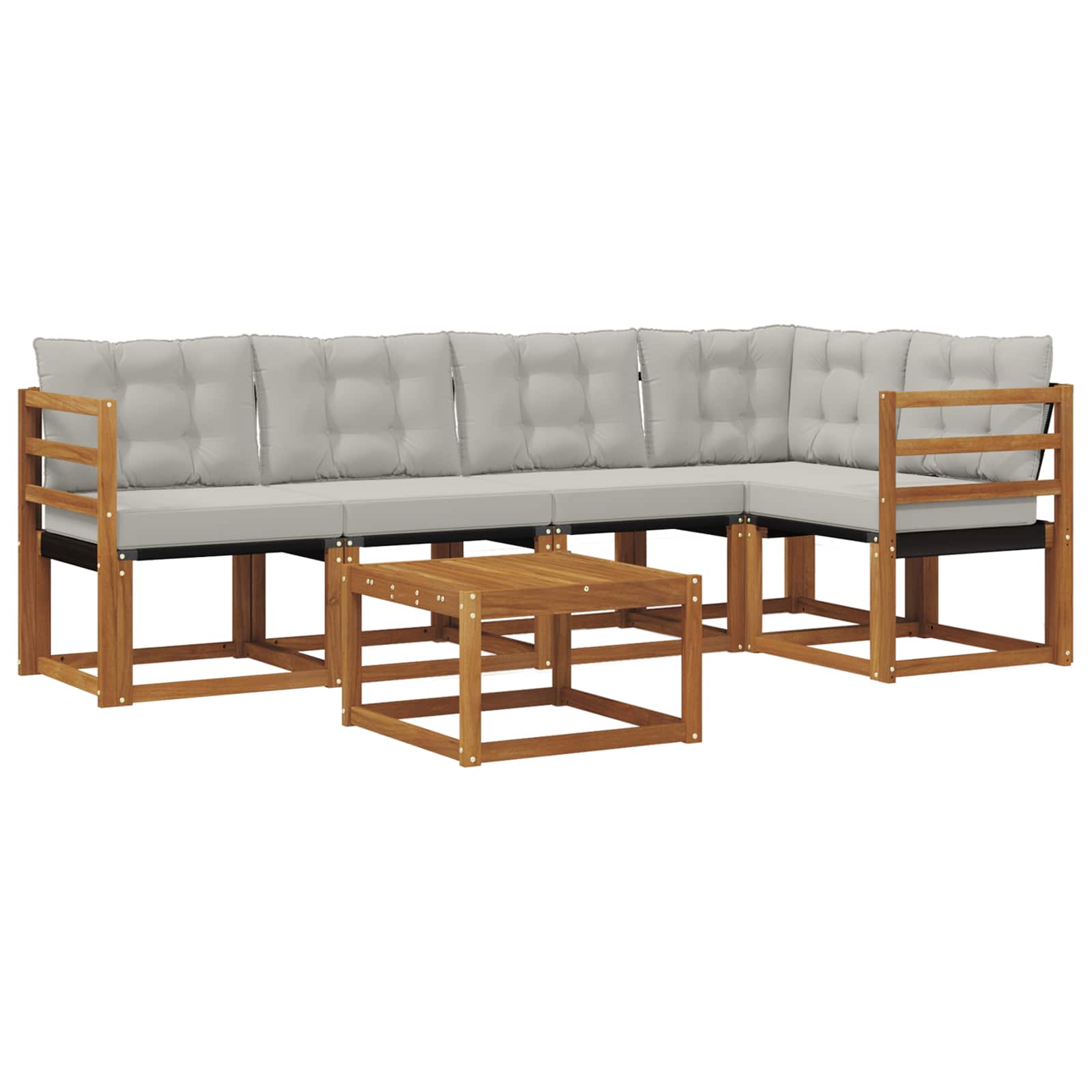 Outdoor-Sofagarnitur mit Kissen 6 pcs Natürlich und Hellgrau