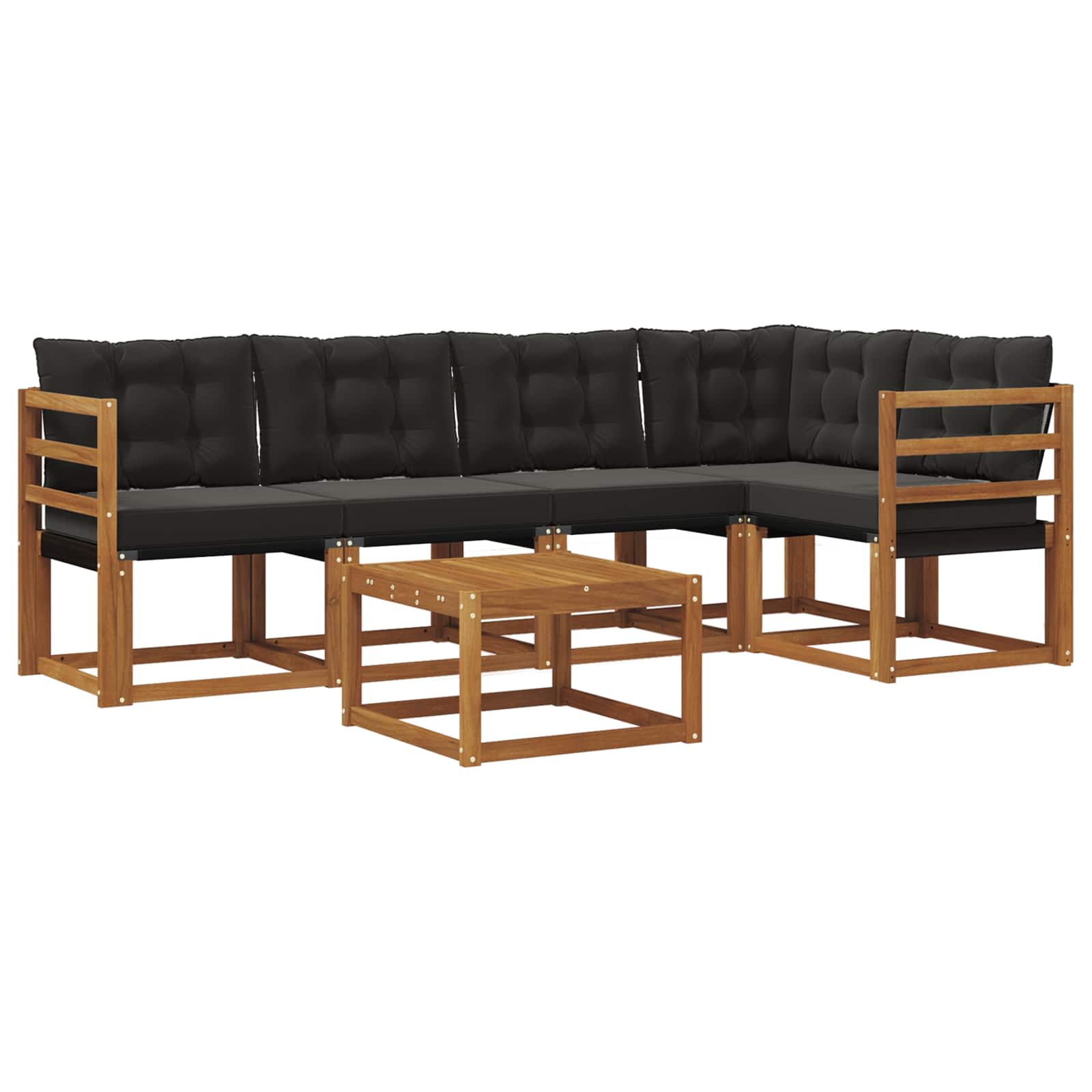 Outdoor-Sofagarnitur mit Kissen 6 pcs Natürlich und Schwarz