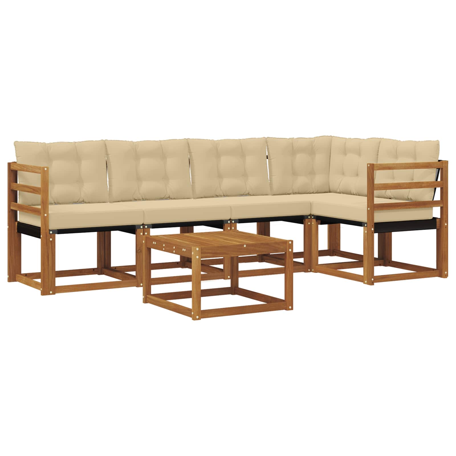 Outdoor-Sofagarnitur mit Kissen 6 pcs Natur und Beige