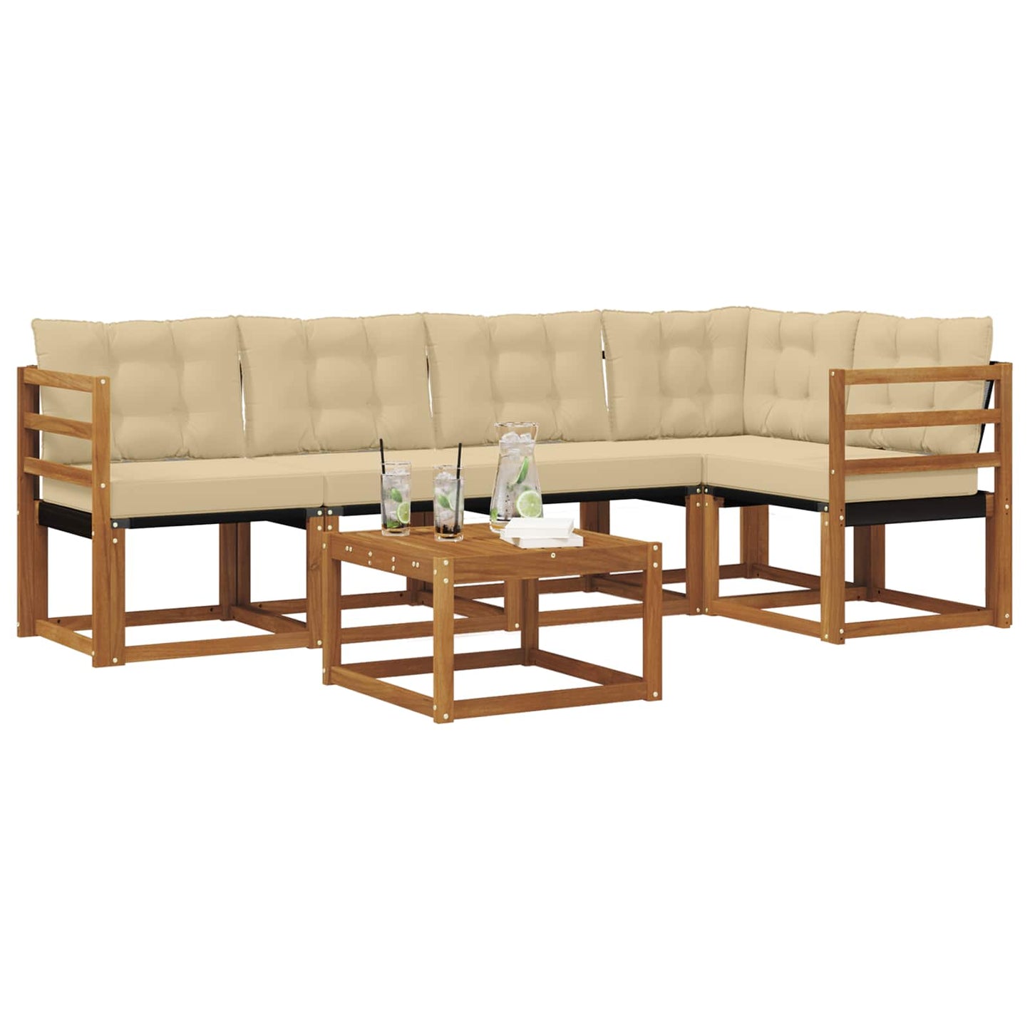 Outdoor-Sofagarnitur mit Kissen 6 pcs Natur und Beige