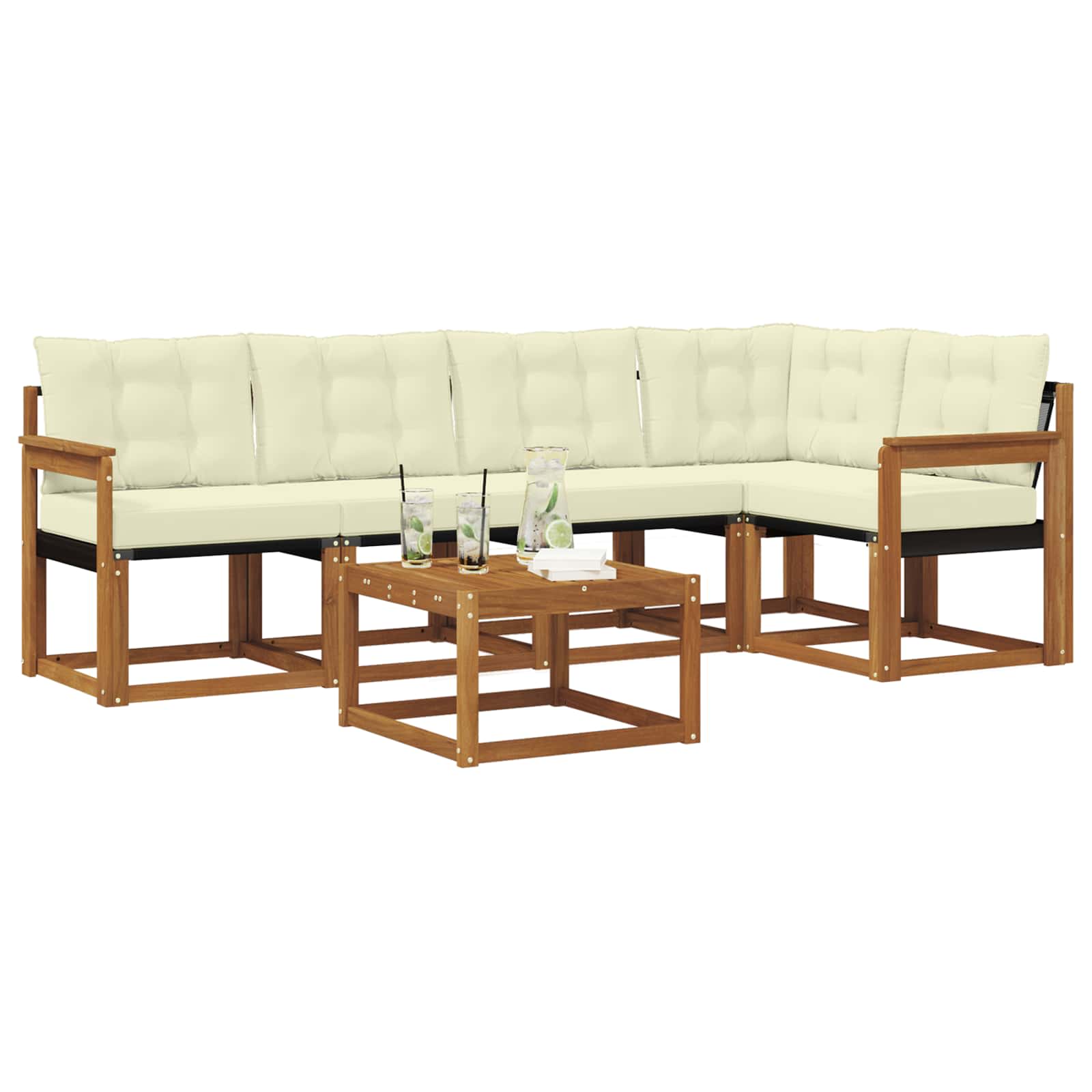 Outdoor-Sofagarnitur 6 stk. Natur und Creme