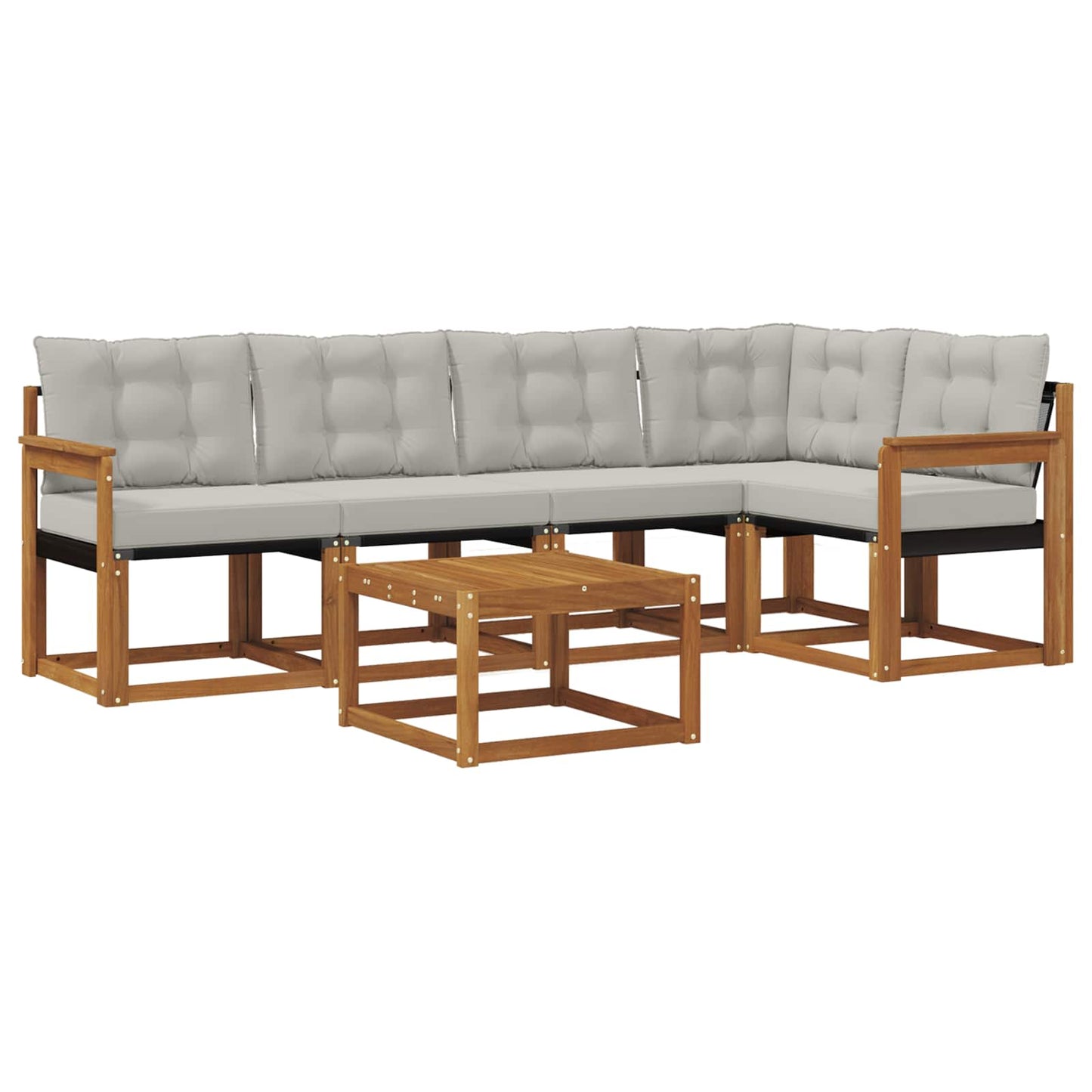 Outdoor-Sofagarnitur mit Kissen 6 pcs Natürlich und Hellgrau