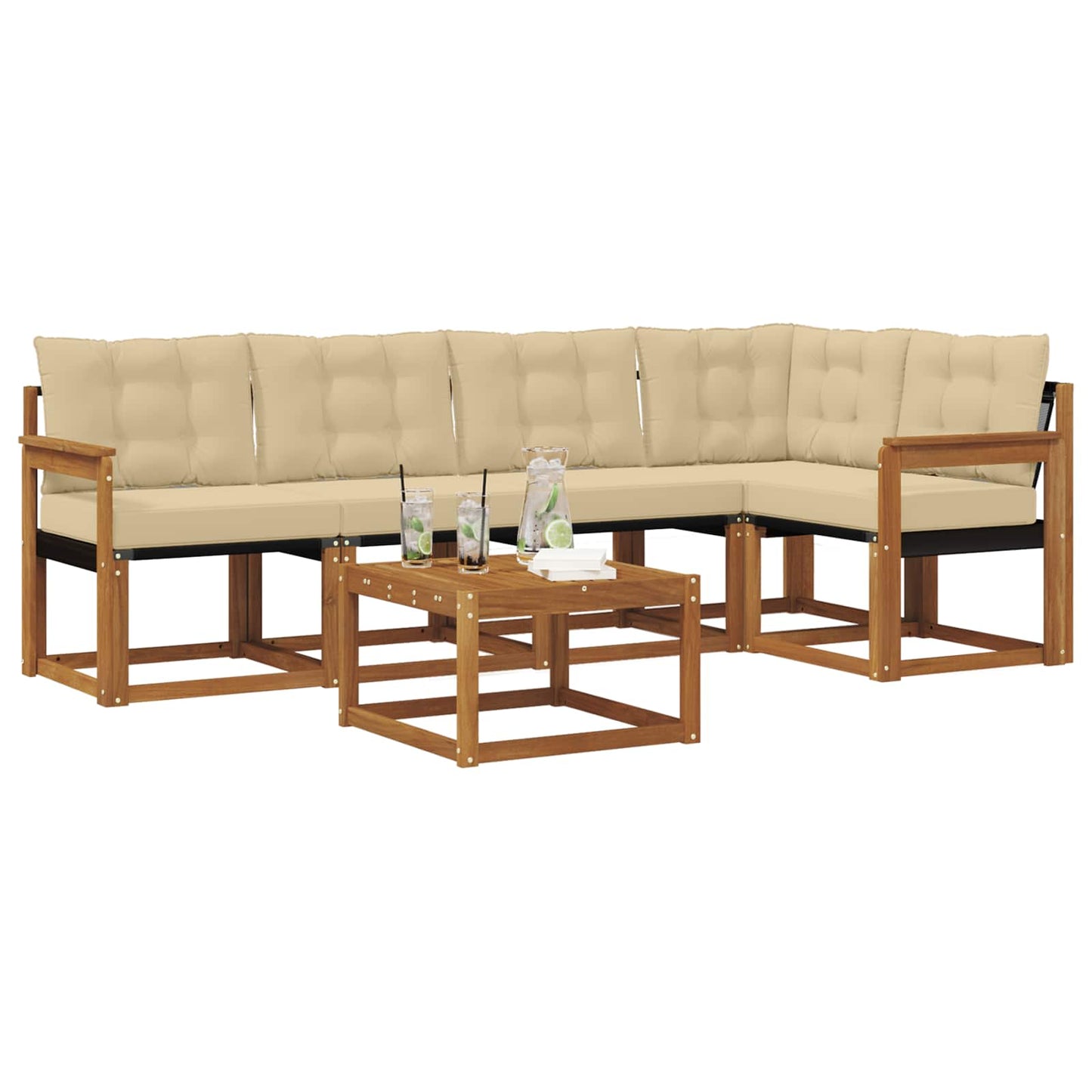 Outdoor-Sofagarnitur 6 stk. Natur und Beige