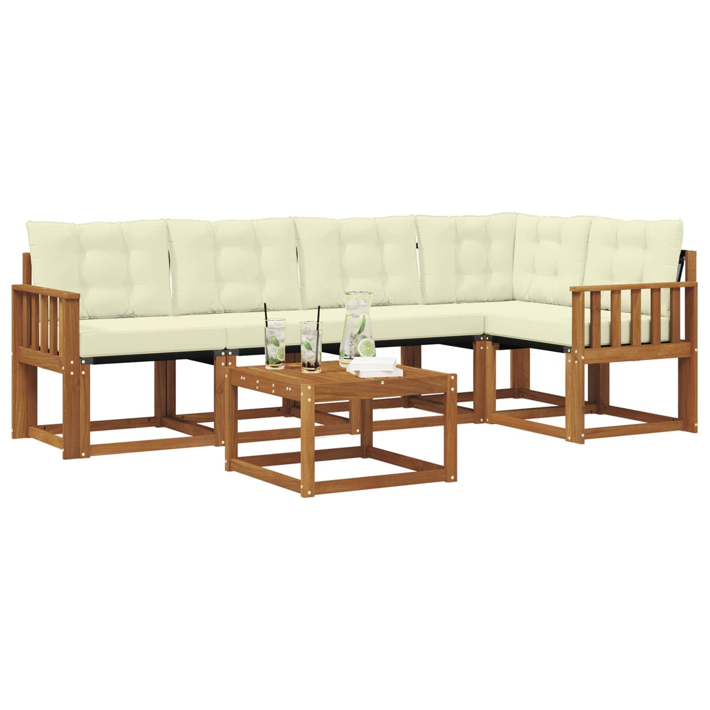 Outdoor-Sofagarnitur 6 stk. Natur und Creme