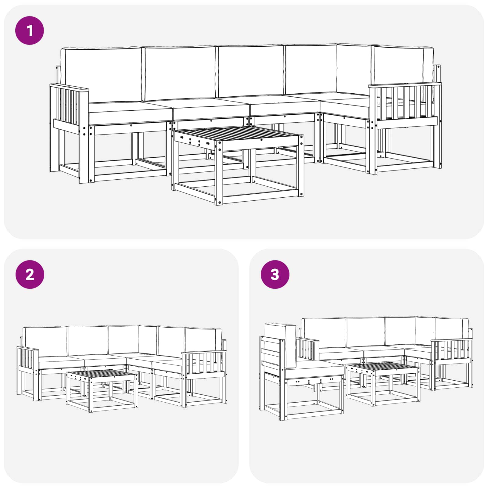 Outdoor-Sofagarnitur 6 stk. Natur und Creme