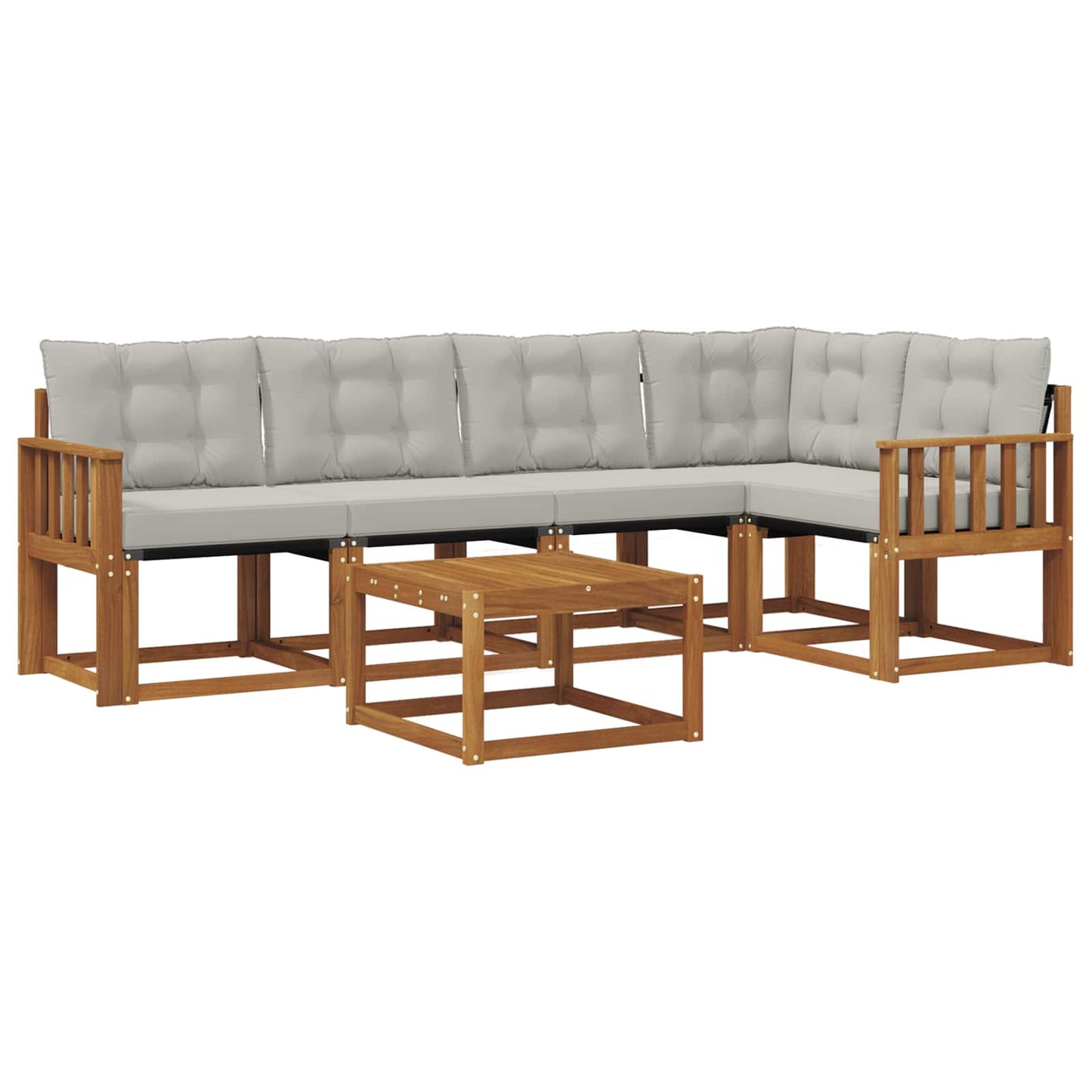 Outdoor-Sofagarnitur mit Kissen 6 pcs Natürlich und Hellgrau