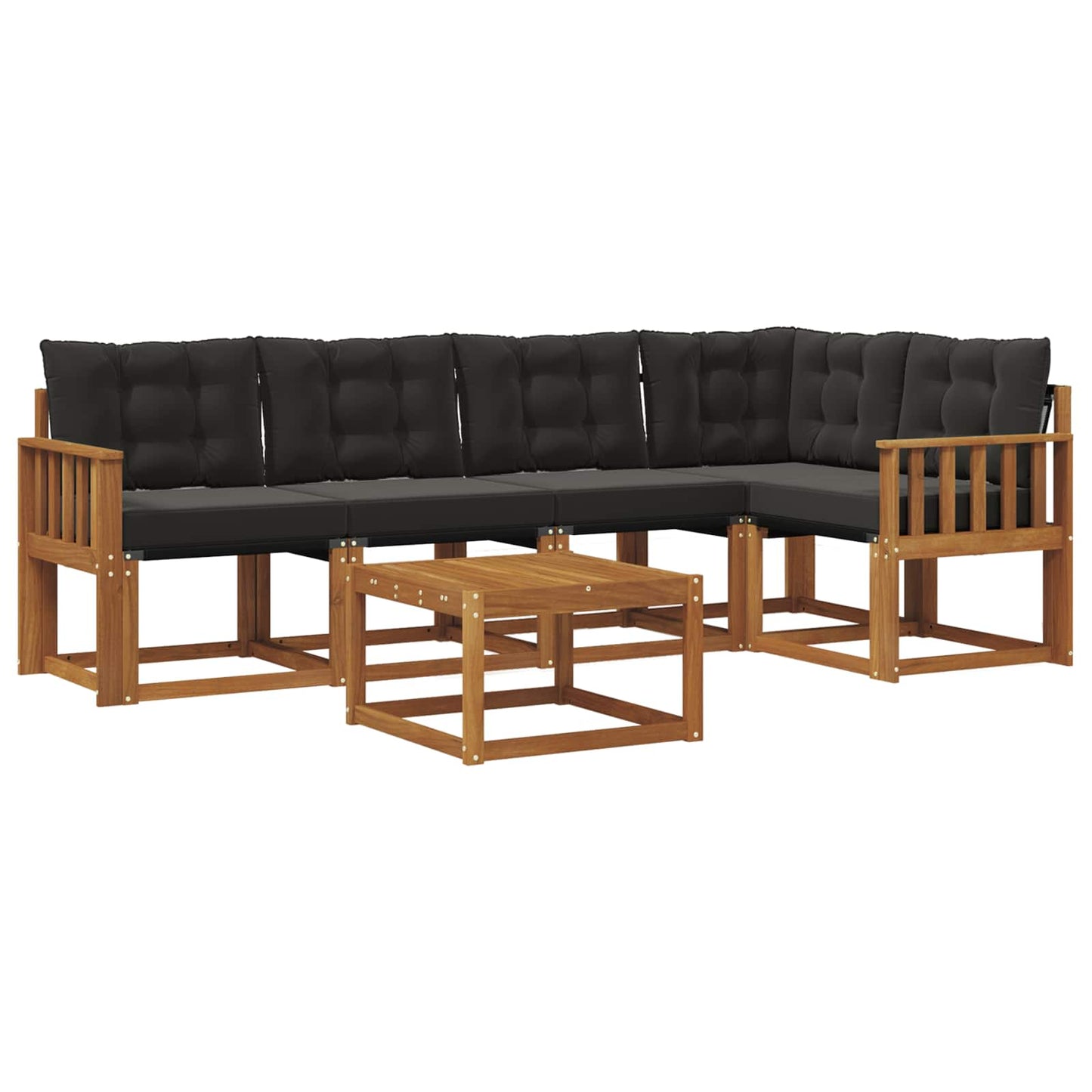 Outdoor-Sofagarnitur mit Kissen 6 pcs Natürlich und Schwarz