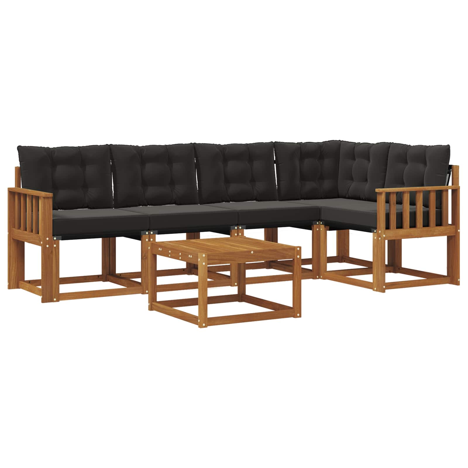 Outdoor-Sofagarnitur mit Kissen 6 pcs Natürlich und Schwarz