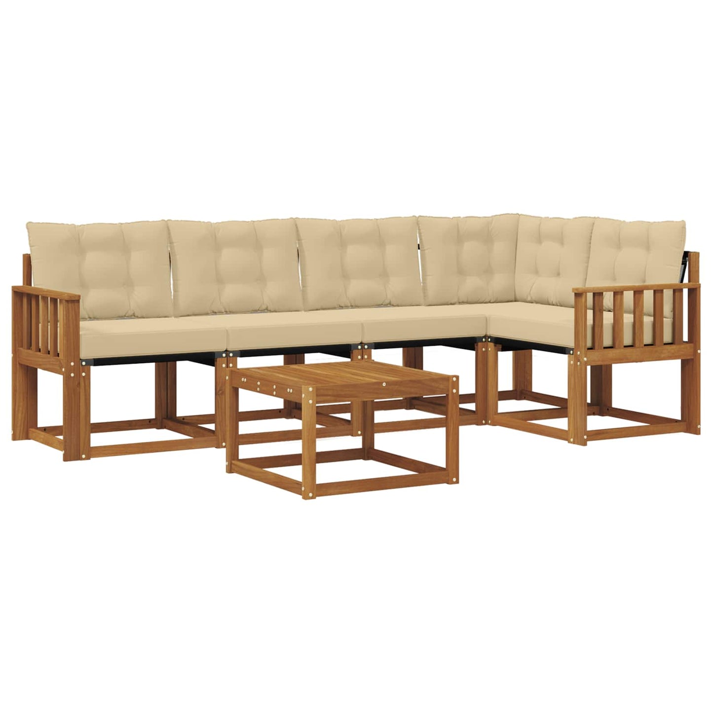 Outdoor-Sofagarnitur 6 stk. Natur und Beige