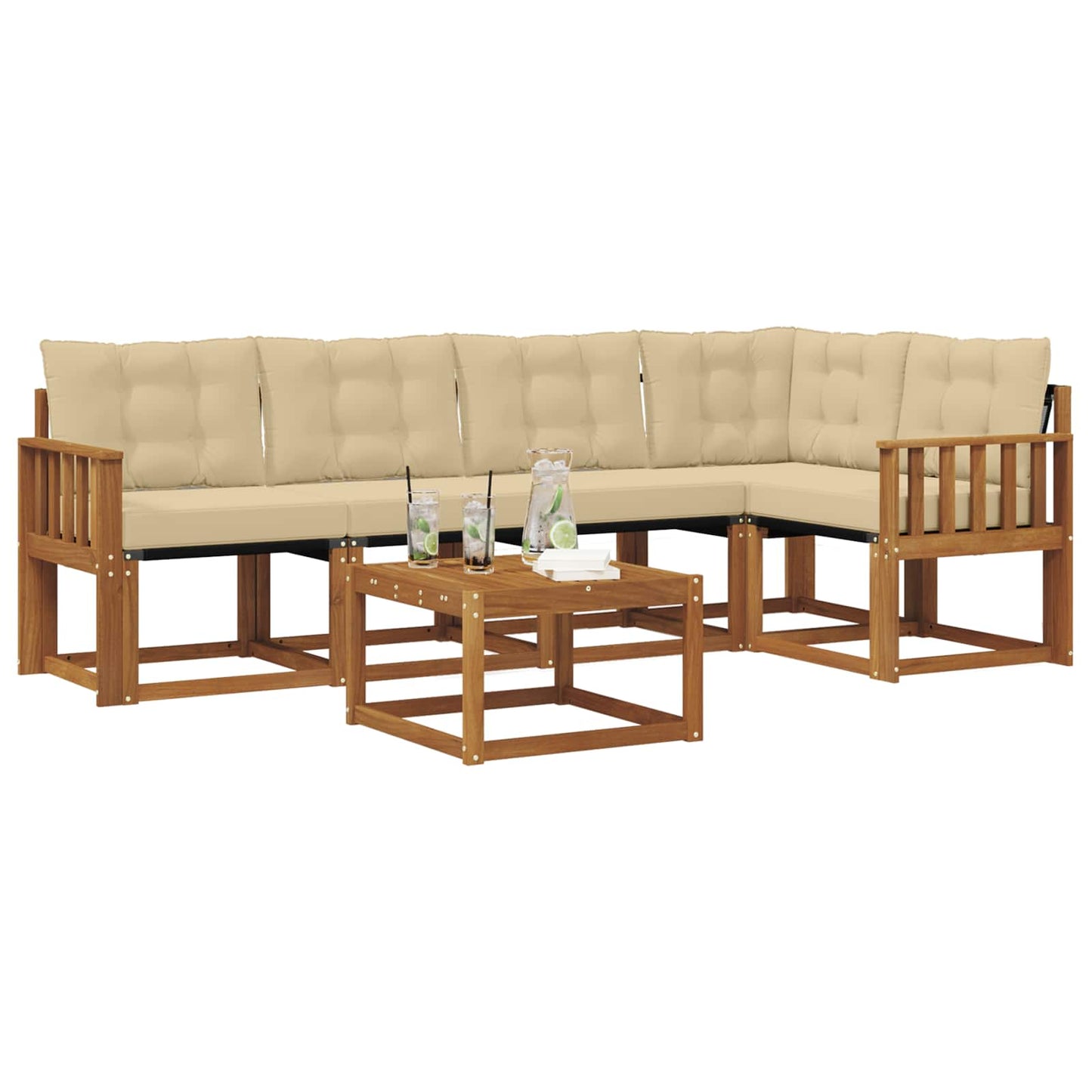 Outdoor-Sofagarnitur 6 stk. Natur und Beige