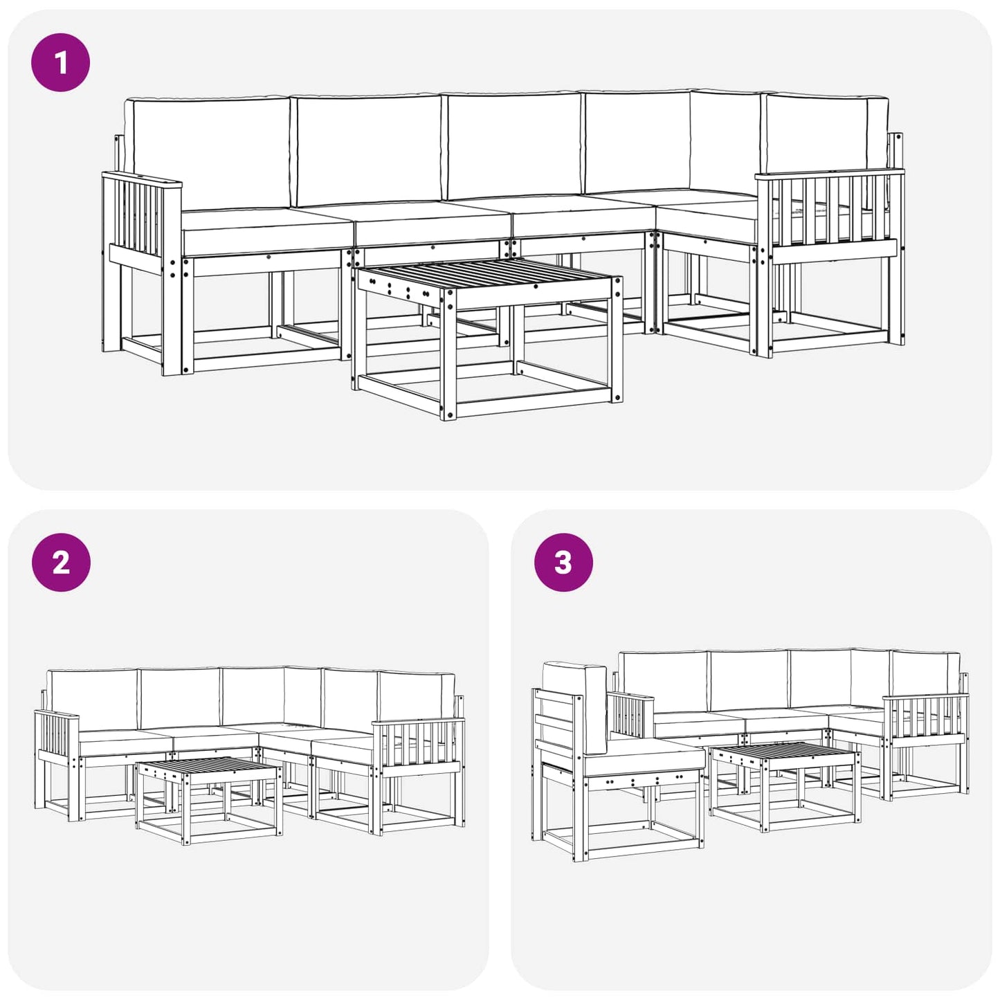 Outdoor-Sofagarnitur 6 stk. Natur und Beige