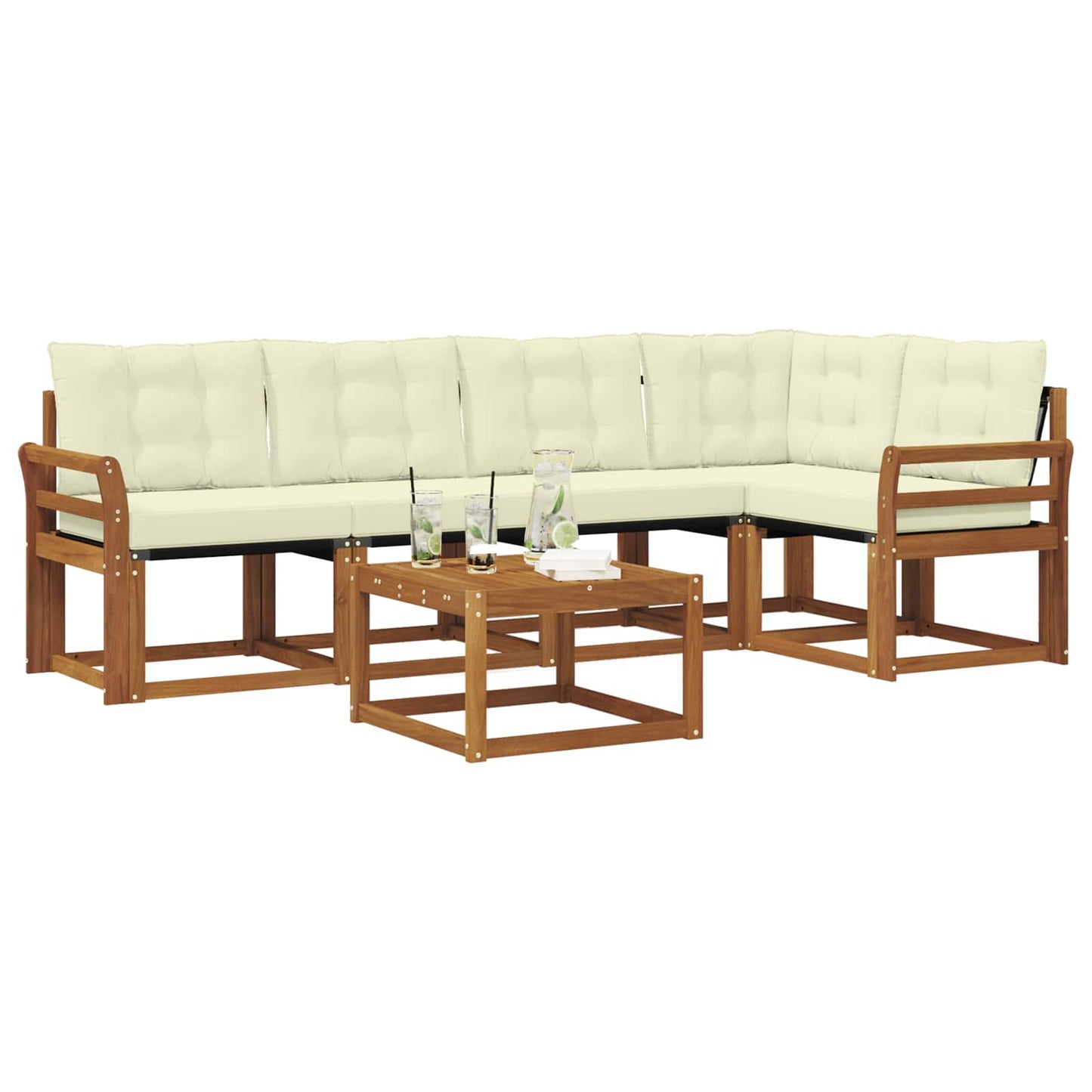 Outdoor-Sofagarnitur 6 stk. Natur und Creme