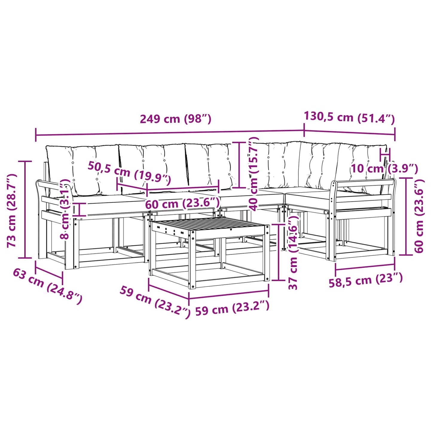 Outdoor-Sofagarnitur 6 stk. Natur und Creme