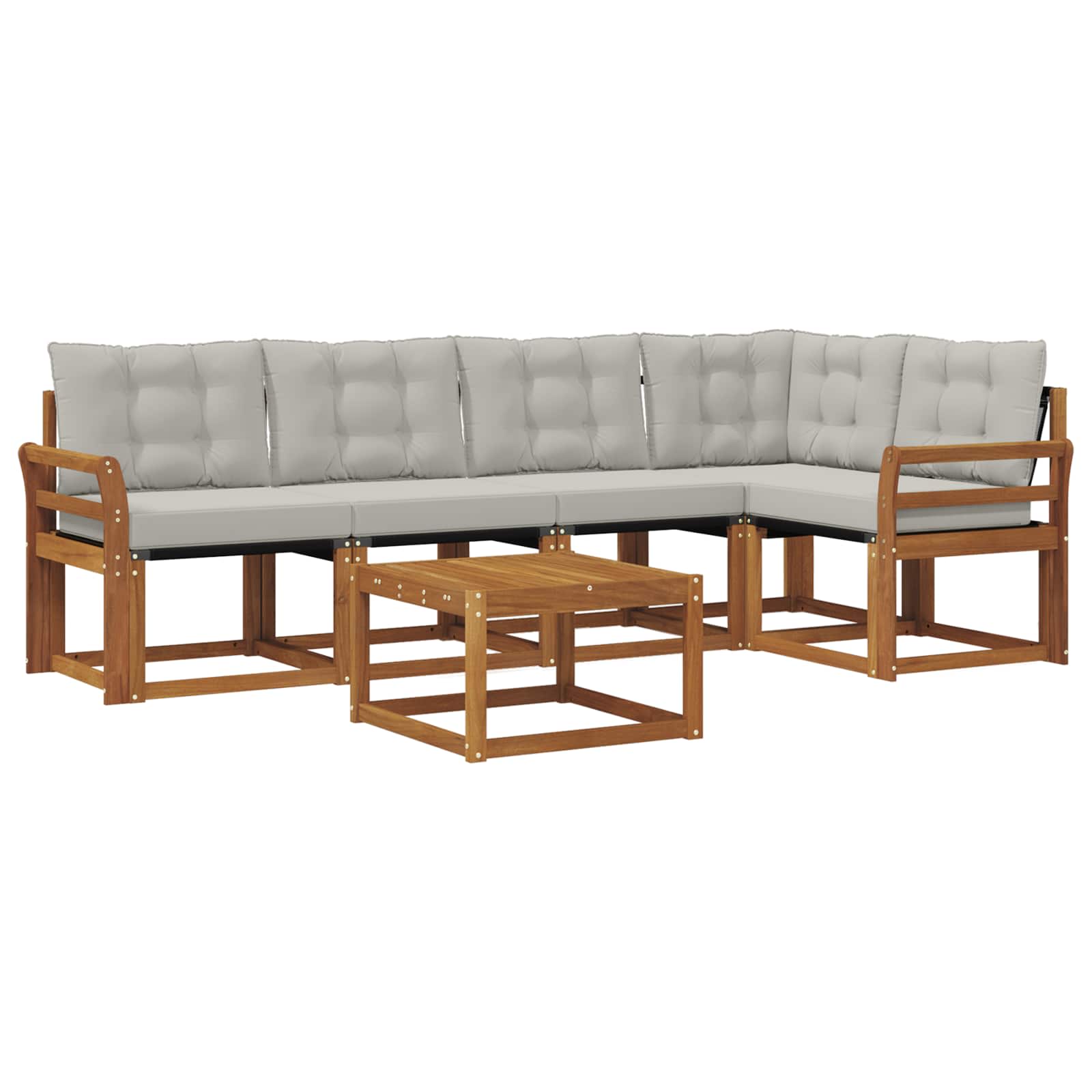 Outdoor-Sofagarnitur mit Kissen 6 pcs Natürlich und Hellgrau