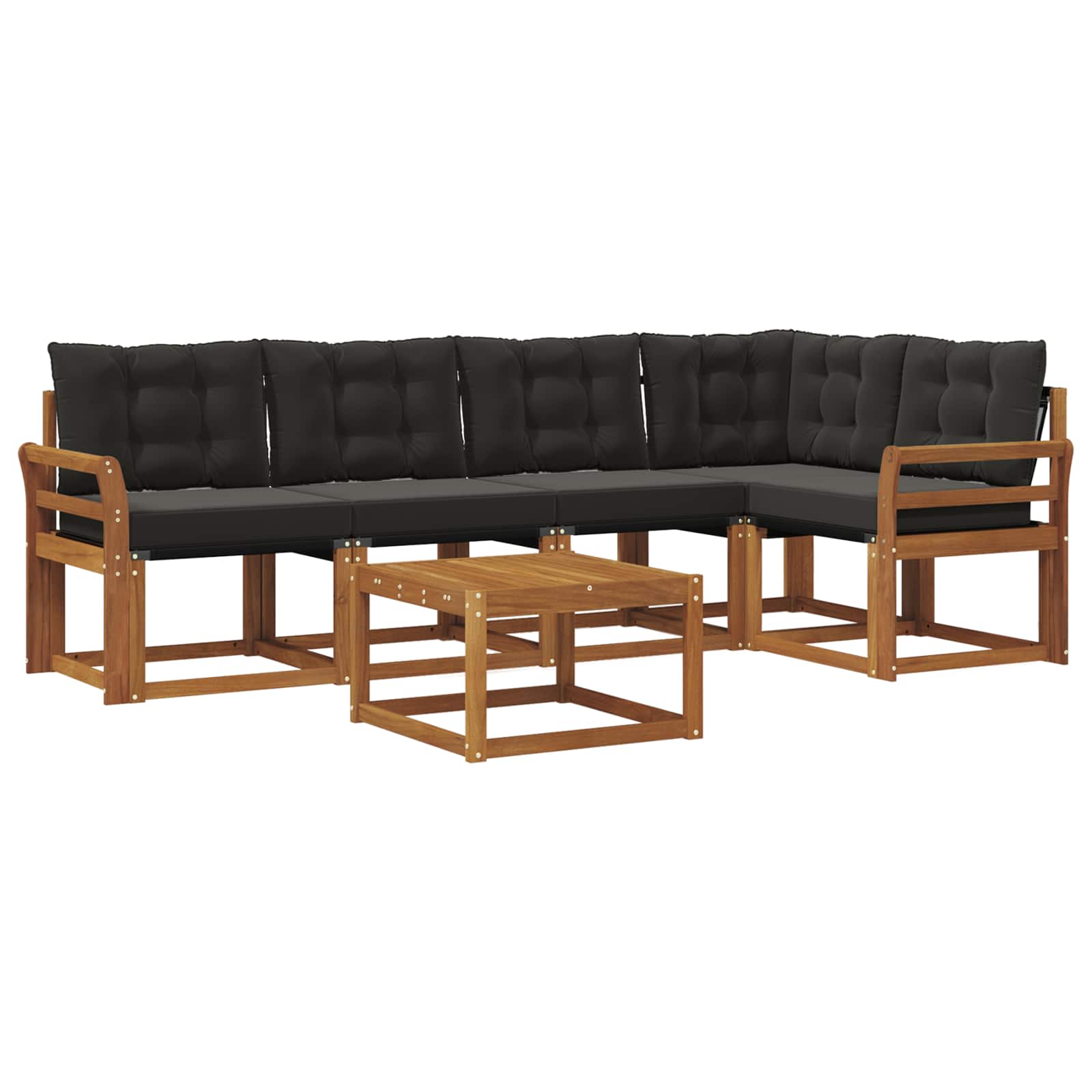 Outdoor-Sofagarnitur mit Kissen 6 pcs Natürlich und Schwarz