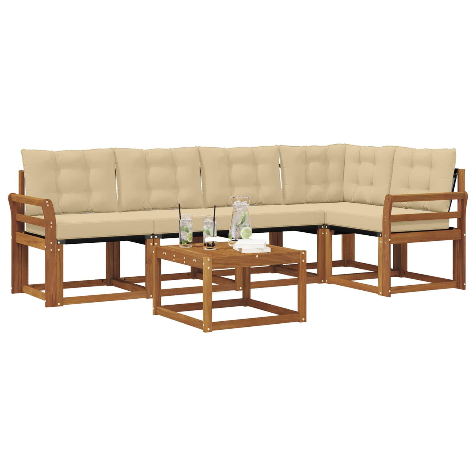 Outdoor-Sofagarnitur 6 stk. Natur und Beige