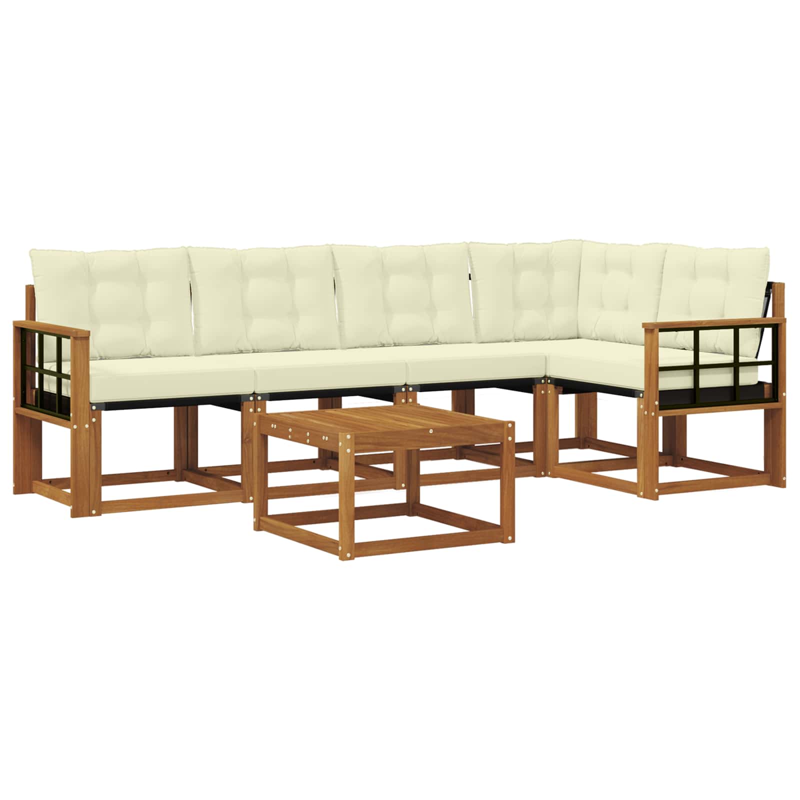 Outdoor-Sofagarnitur 6 stk. Natur und Creme