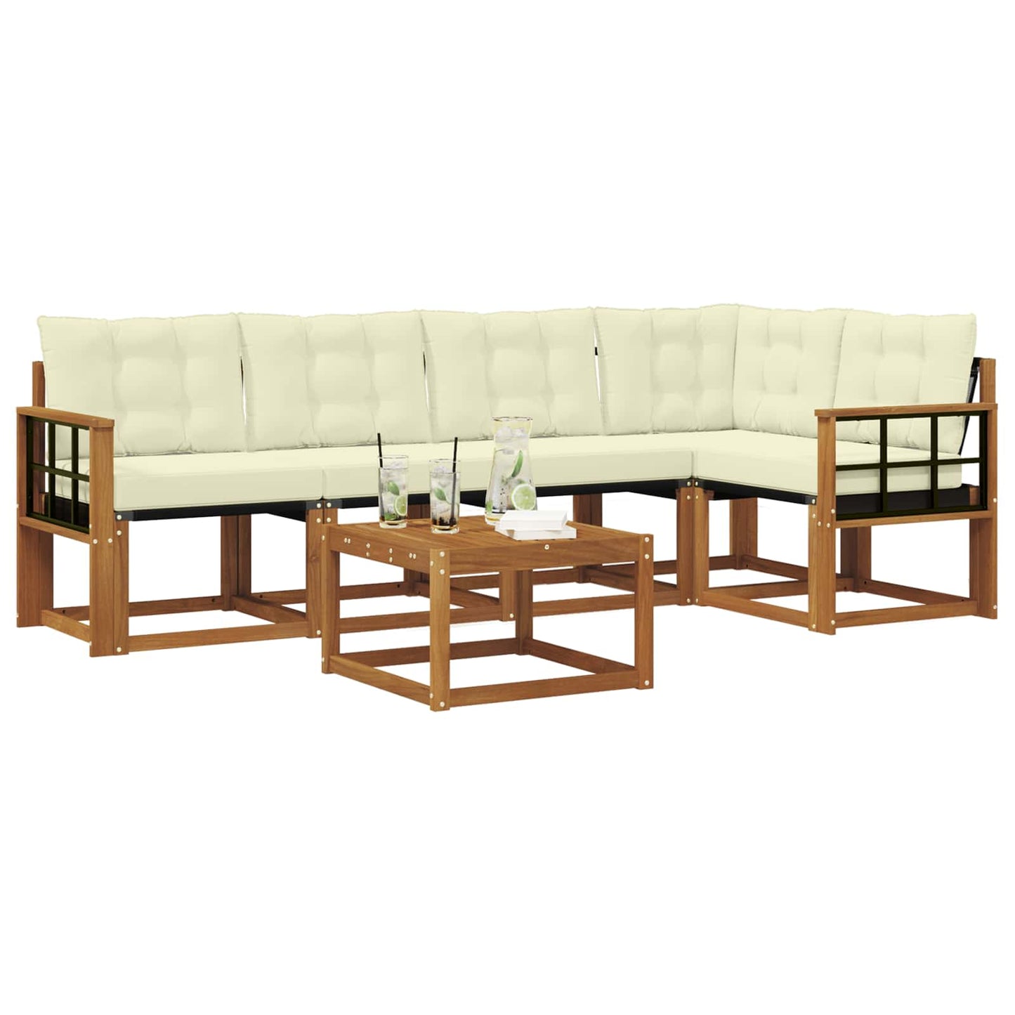 Outdoor-Sofagarnitur 6 stk. Natur und Creme