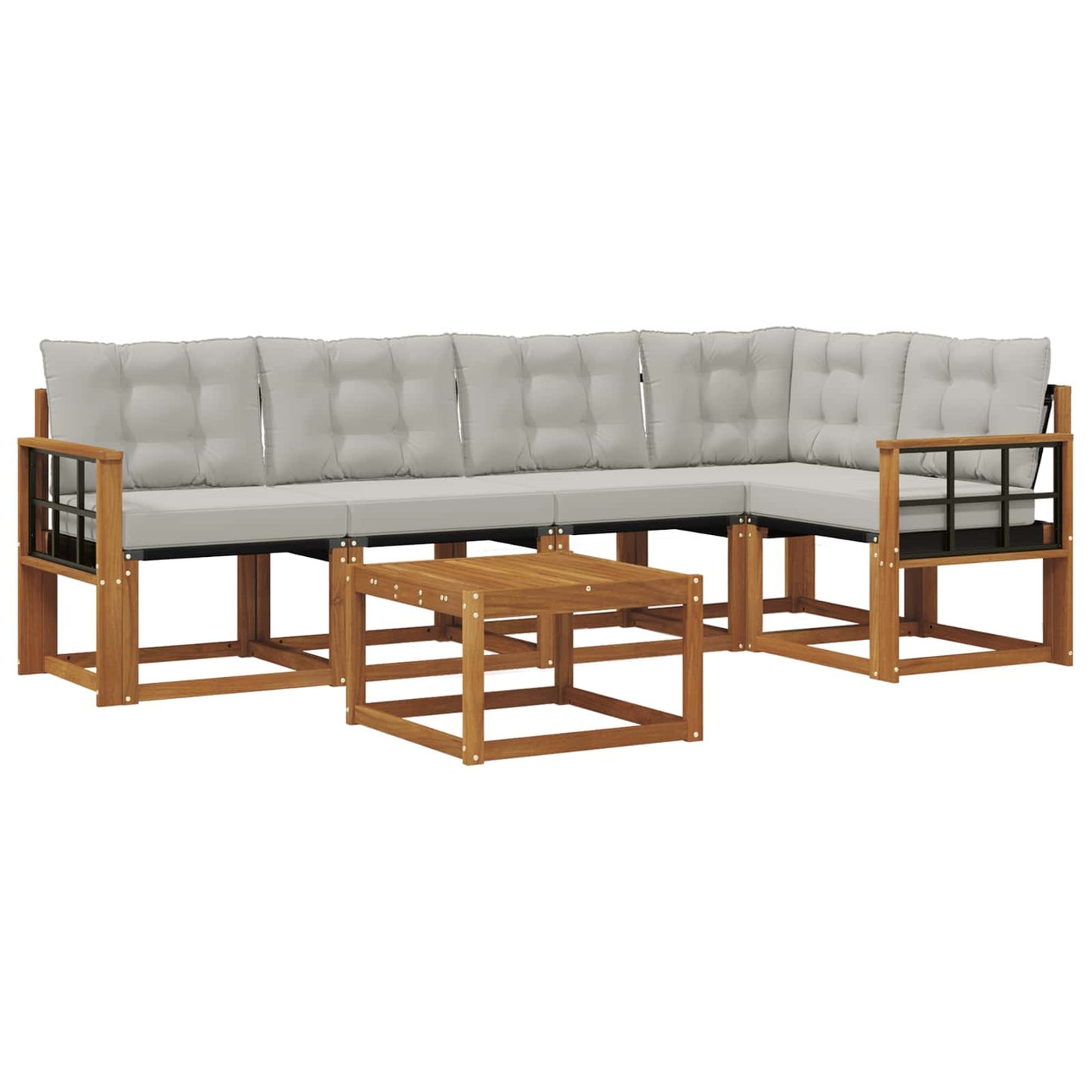Outdoor-Sofagarnitur mit Kissen 6 pcs Natürlich und Hellgrau