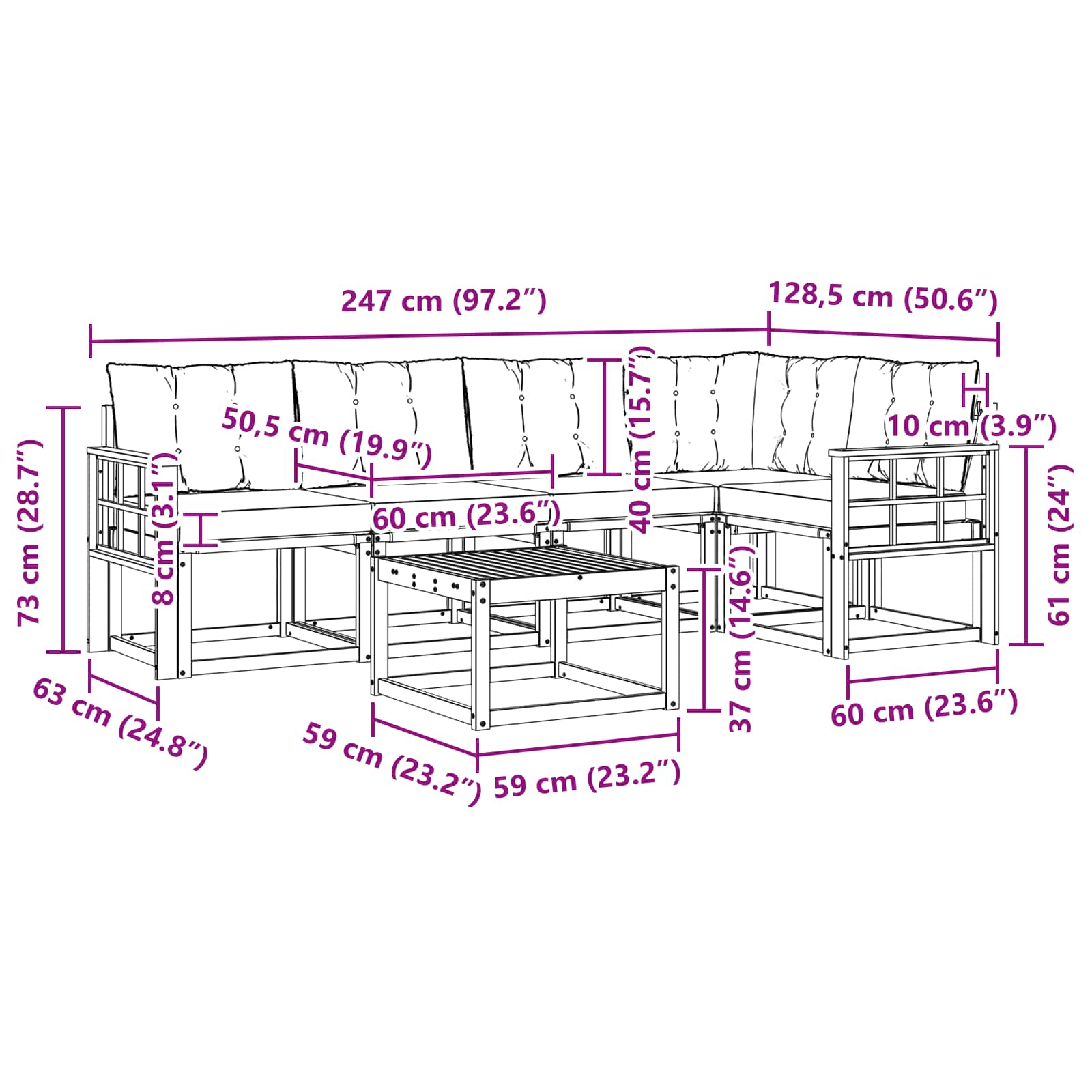 Outdoor-Sofagarnitur 6 stk. Natur und Beige