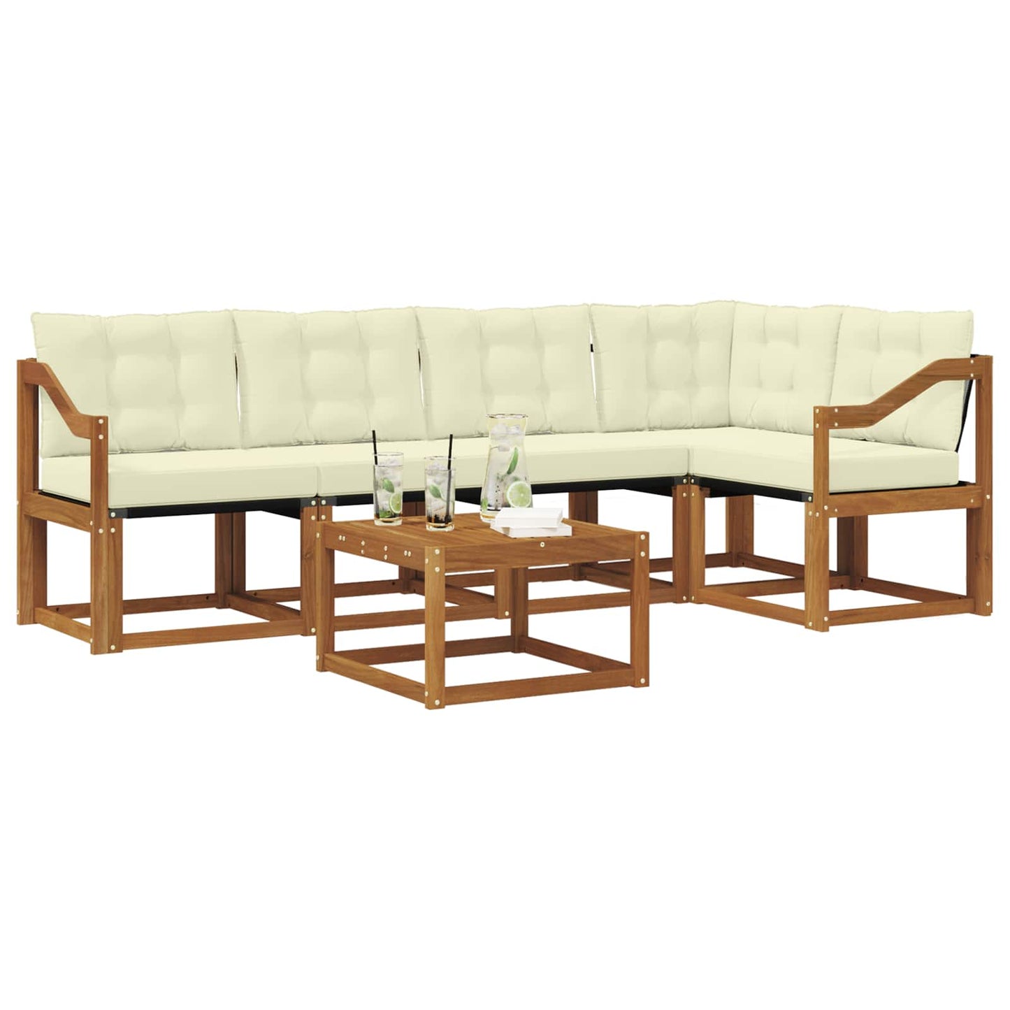 Outdoor-Sofagarnitur 6 stk. Natur und Creme